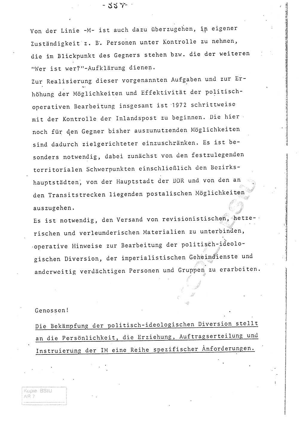 Referat (Entwurf) des Genossen Minister (Generaloberst Erich Mielke) auf der Dienstkonferenz 1972, Ministerium für Staatssicherheit (MfS) [Deutsche Demokratische Republik (DDR)], Der Minister, Geheime Verschlußsache (GVS) 008-150/72, Berlin 25.2.1972, Seite 334 (Ref. Entw. DK MfS DDR Min. GVS 008-150/72 1972, S. 334)