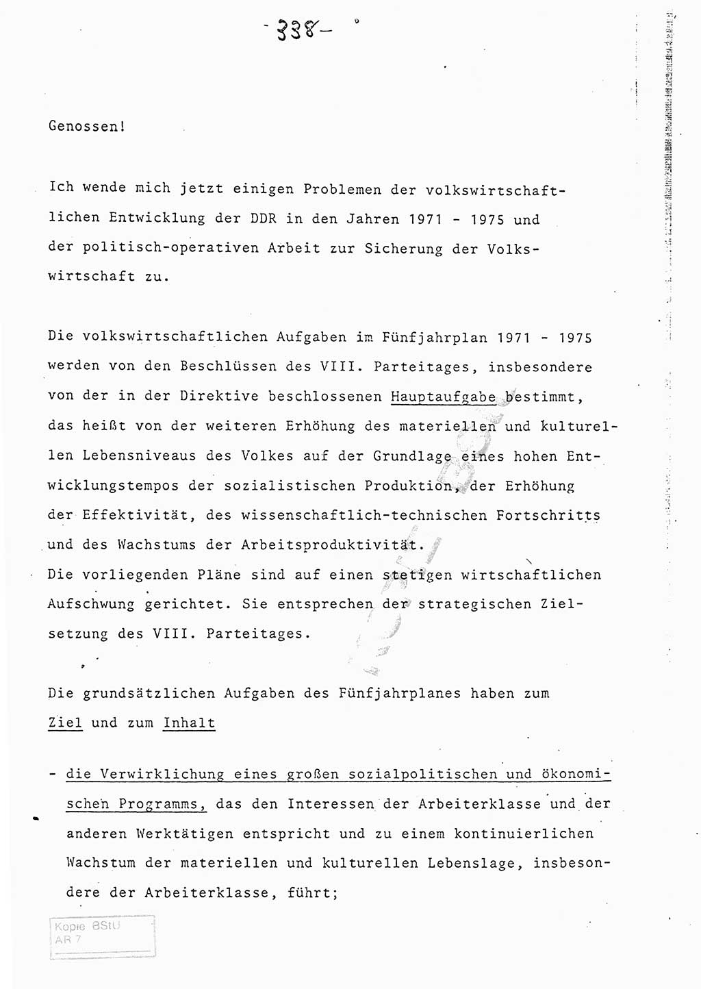 Referat (Entwurf) des Genossen Minister (Generaloberst Erich Mielke) auf der Dienstkonferenz 1972, Ministerium für Staatssicherheit (MfS) [Deutsche Demokratische Republik (DDR)], Der Minister, Geheime Verschlußsache (GVS) 008-150/72, Berlin 25.2.1972, Seite 338 (Ref. Entw. DK MfS DDR Min. GVS 008-150/72 1972, S. 338)