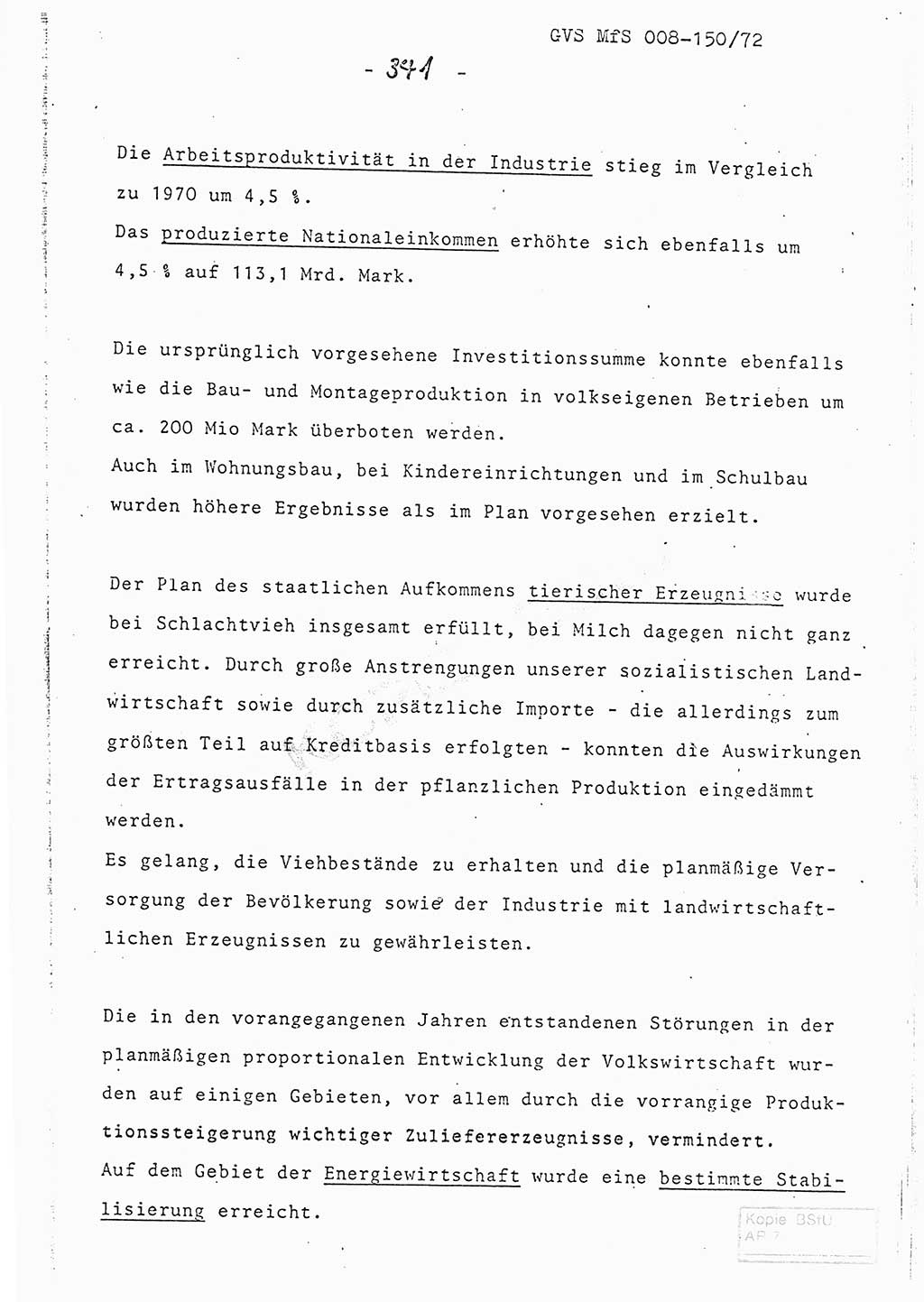 Referat (Entwurf) des Genossen Minister (Generaloberst Erich Mielke) auf der Dienstkonferenz 1972, Ministerium für Staatssicherheit (MfS) [Deutsche Demokratische Republik (DDR)], Der Minister, Geheime Verschlußsache (GVS) 008-150/72, Berlin 25.2.1972, Seite 341 (Ref. Entw. DK MfS DDR Min. GVS 008-150/72 1972, S. 341)