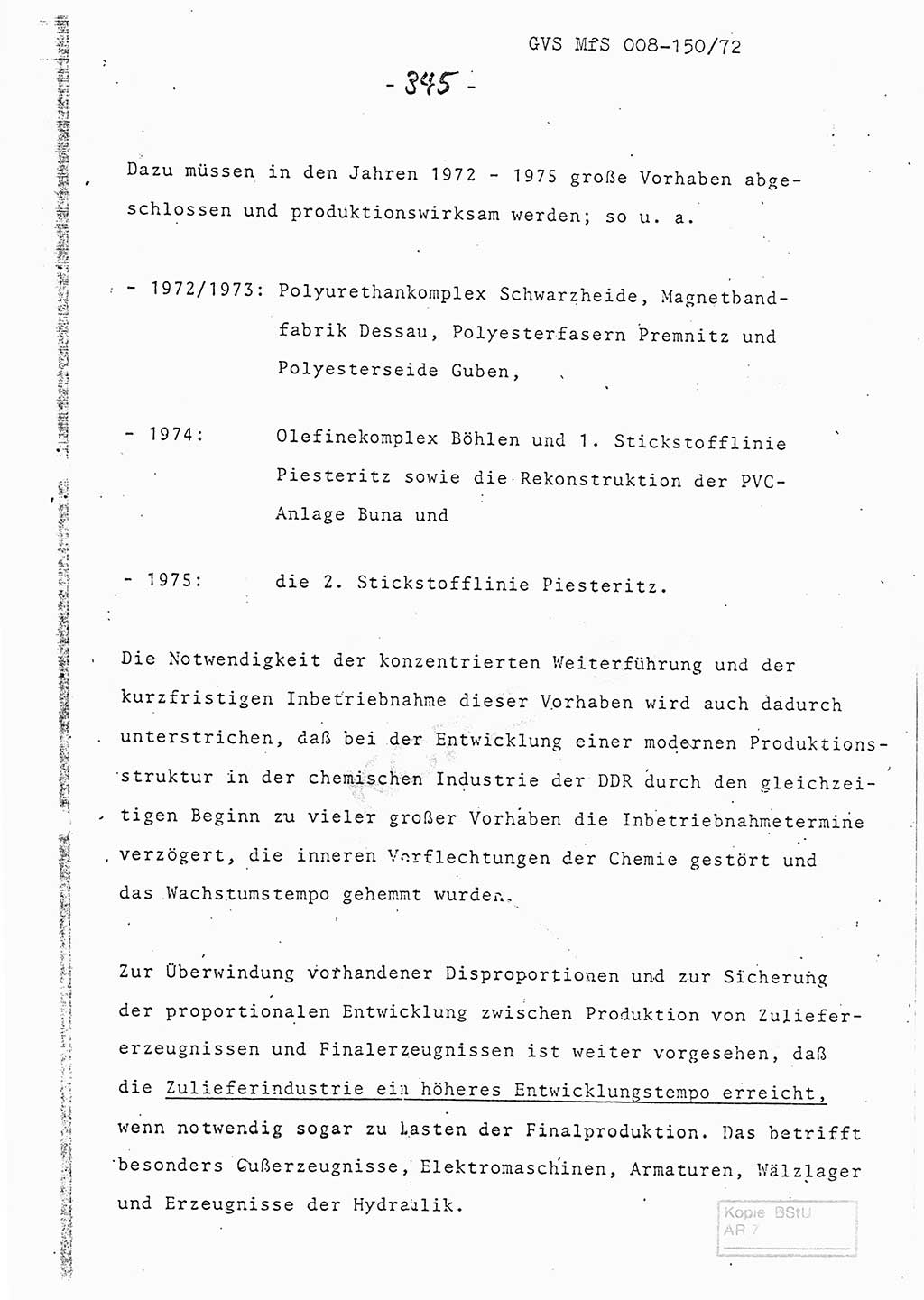 Referat (Entwurf) des Genossen Minister (Generaloberst Erich Mielke) auf der Dienstkonferenz 1972, Ministerium für Staatssicherheit (MfS) [Deutsche Demokratische Republik (DDR)], Der Minister, Geheime Verschlußsache (GVS) 008-150/72, Berlin 25.2.1972, Seite 345 (Ref. Entw. DK MfS DDR Min. GVS 008-150/72 1972, S. 345)