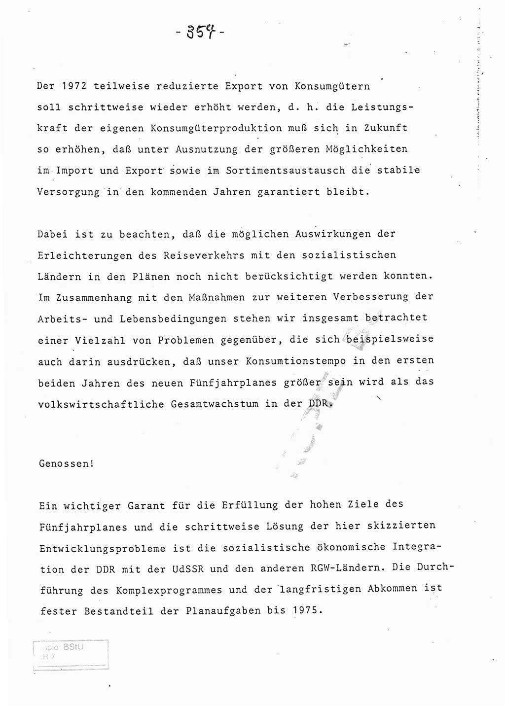 Referat (Entwurf) des Genossen Minister (Generaloberst Erich Mielke) auf der Dienstkonferenz 1972, Ministerium für Staatssicherheit (MfS) [Deutsche Demokratische Republik (DDR)], Der Minister, Geheime Verschlußsache (GVS) 008-150/72, Berlin 25.2.1972, Seite 354 (Ref. Entw. DK MfS DDR Min. GVS 008-150/72 1972, S. 354)