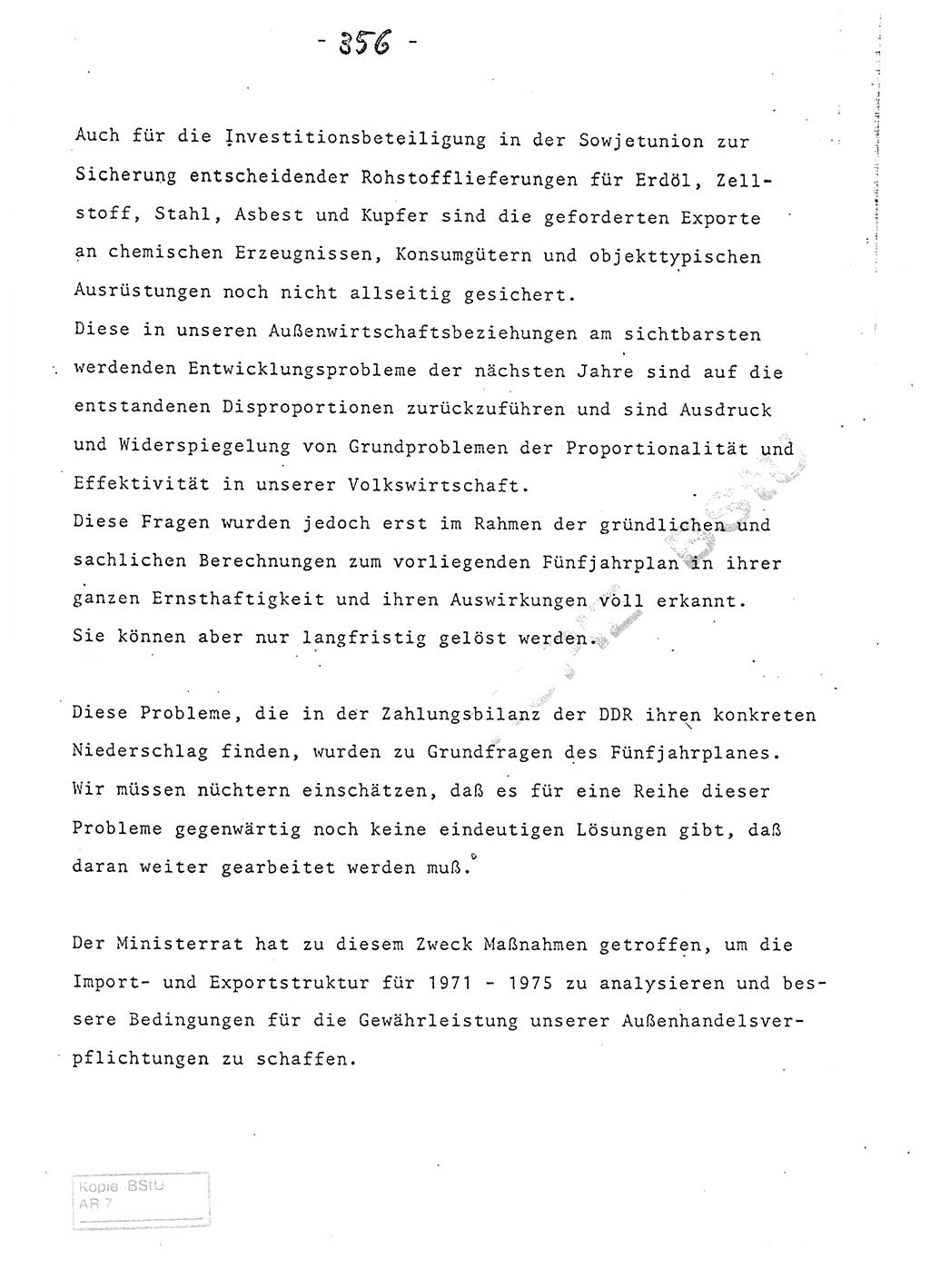 Referat (Entwurf) des Genossen Minister (Generaloberst Erich Mielke) auf der Dienstkonferenz 1972, Ministerium für Staatssicherheit (MfS) [Deutsche Demokratische Republik (DDR)], Der Minister, Geheime Verschlußsache (GVS) 008-150/72, Berlin 25.2.1972, Seite 356 (Ref. Entw. DK MfS DDR Min. GVS 008-150/72 1972, S. 356)