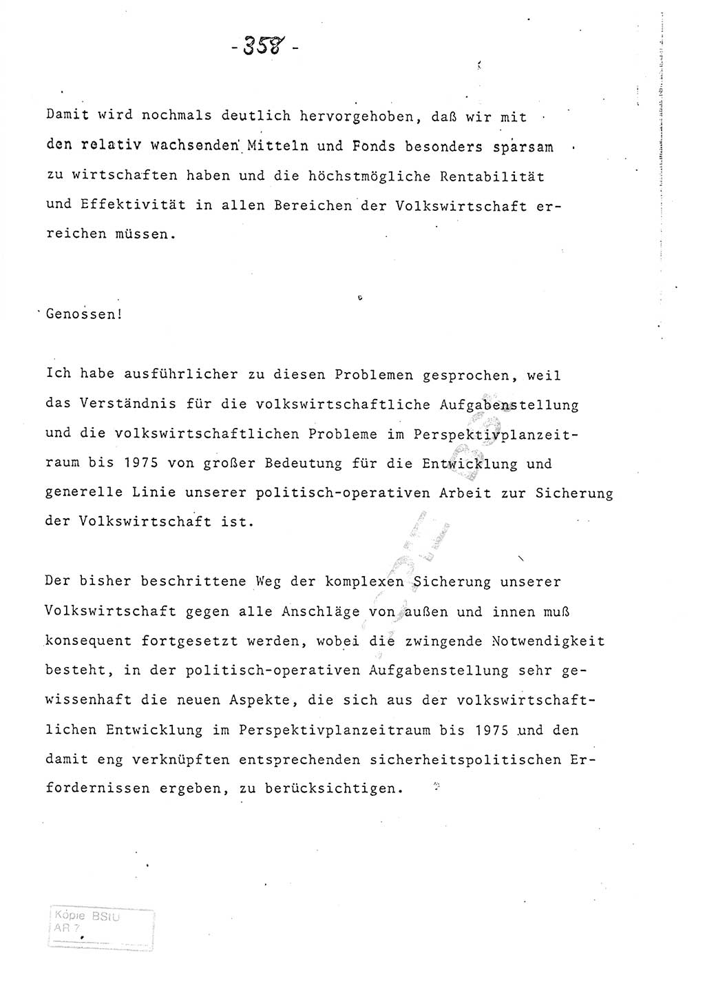 Referat (Entwurf) des Genossen Minister (Generaloberst Erich Mielke) auf der Dienstkonferenz 1972, Ministerium für Staatssicherheit (MfS) [Deutsche Demokratische Republik (DDR)], Der Minister, Geheime Verschlußsache (GVS) 008-150/72, Berlin 25.2.1972, Seite 358 (Ref. Entw. DK MfS DDR Min. GVS 008-150/72 1972, S. 358)