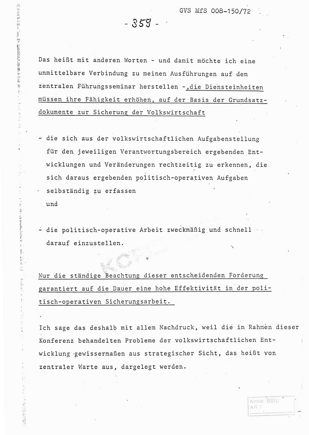 Referat (Entwurf) des Genossen Minister (Generaloberst Erich Mielke) auf der Dienstkonferenz 1972, Ministerium für Staatssicherheit (MfS) [Deutsche Demokratische Republik (DDR)], Der Minister, Geheime Verschlußsache (GVS) 008-150/72, Berlin 25.2.1972, Seite 359 (Ref. Entw. DK MfS DDR Min. GVS 008-150/72 1972, S. 359)