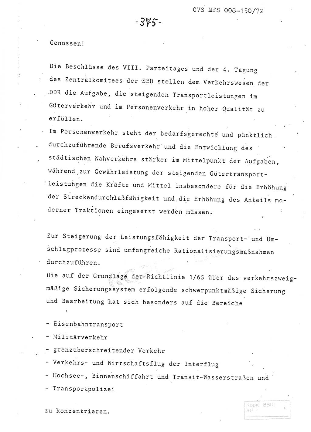 Referat (Entwurf) des Genossen Minister (Generaloberst Erich Mielke) auf der Dienstkonferenz 1972, Ministerium für Staatssicherheit (MfS) [Deutsche Demokratische Republik (DDR)], Der Minister, Geheime Verschlußsache (GVS) 008-150/72, Berlin 25.2.1972, Seite 375 (Ref. Entw. DK MfS DDR Min. GVS 008-150/72 1972, S. 375)