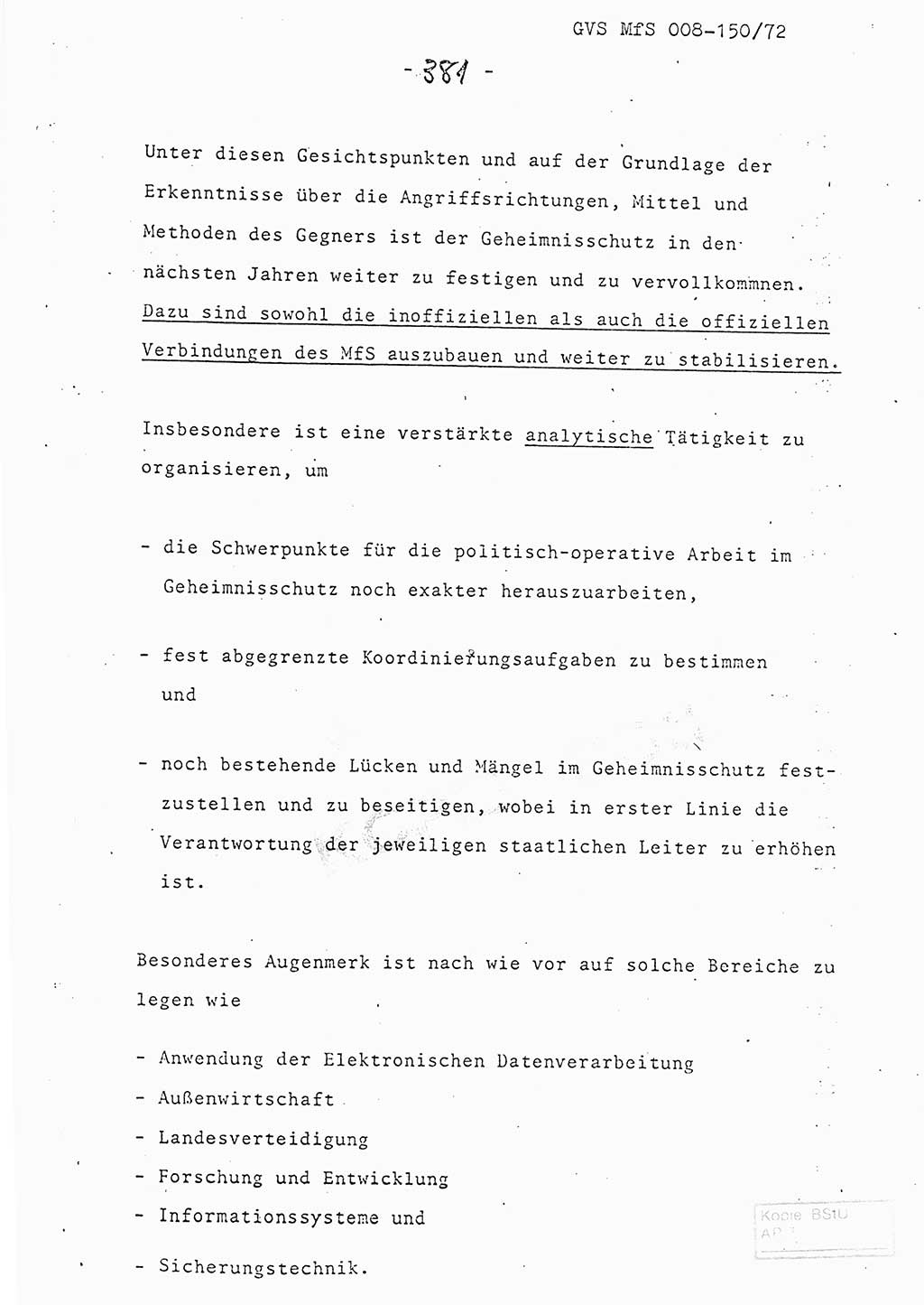 Referat (Entwurf) des Genossen Minister (Generaloberst Erich Mielke) auf der Dienstkonferenz 1972, Ministerium für Staatssicherheit (MfS) [Deutsche Demokratische Republik (DDR)], Der Minister, Geheime Verschlußsache (GVS) 008-150/72, Berlin 25.2.1972, Seite 381 (Ref. Entw. DK MfS DDR Min. GVS 008-150/72 1972, S. 381)