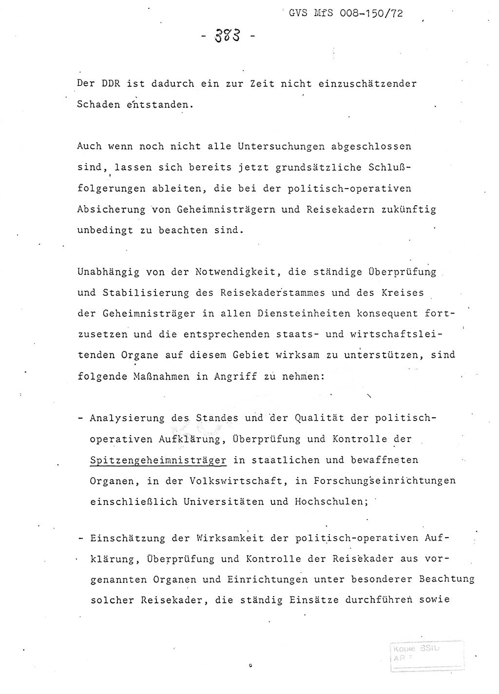 Referat (Entwurf) des Genossen Minister (Generaloberst Erich Mielke) auf der Dienstkonferenz 1972, Ministerium fÃ¼r Staatssicherheit (MfS) [Deutsche Demokratische Republik (DDR)], Der Minister, Geheime VerschluÃŸsache (GVS) 008-150/72, Berlin 25.2.1972, Seite 383 (Ref. Entw. DK MfS DDR Min. GVS 008-150/72 1972, S. 383)