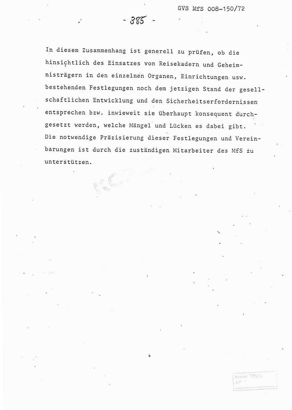 Referat (Entwurf) des Genossen Minister (Generaloberst Erich Mielke) auf der Dienstkonferenz 1972, Ministerium für Staatssicherheit (MfS) [Deutsche Demokratische Republik (DDR)], Der Minister, Geheime Verschlußsache (GVS) 008-150/72, Berlin 25.2.1972, Seite 385 (Ref. Entw. DK MfS DDR Min. GVS 008-150/72 1972, S. 385)