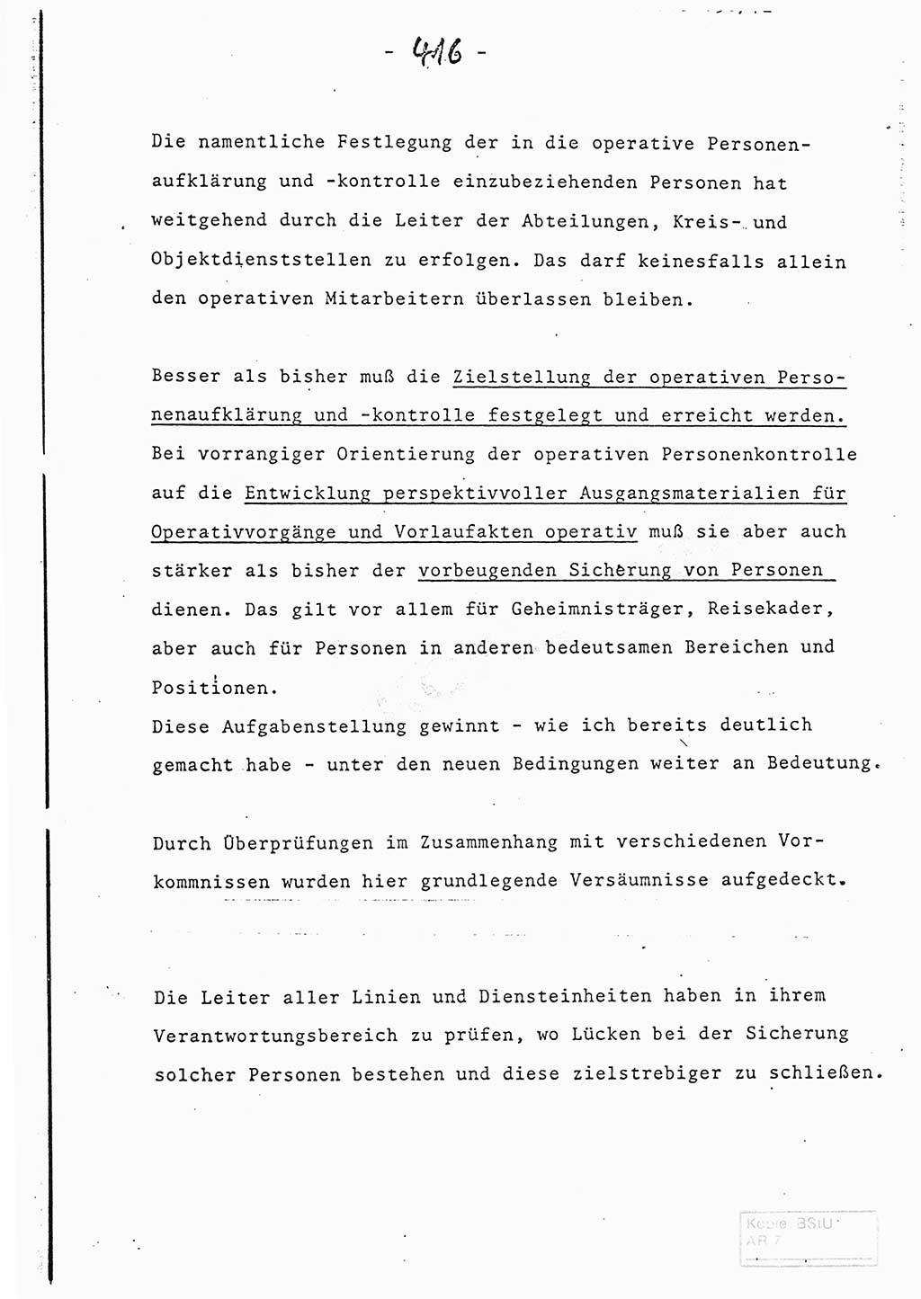 Referat (Entwurf) des Genossen Minister (Generaloberst Erich Mielke) auf der Dienstkonferenz 1972, Ministerium für Staatssicherheit (MfS) [Deutsche Demokratische Republik (DDR)], Der Minister, Geheime Verschlußsache (GVS) 008-150/72, Berlin 25.2.1972, Seite 416 (Ref. Entw. DK MfS DDR Min. GVS 008-150/72 1972, S. 416)