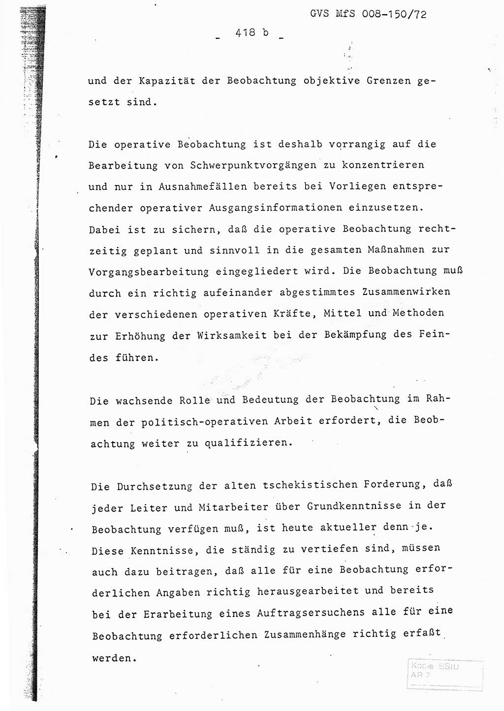 Referat (Entwurf) des Genossen Minister (Generaloberst Erich Mielke) auf der Dienstkonferenz 1972, Ministerium für Staatssicherheit (MfS) [Deutsche Demokratische Republik (DDR)], Der Minister, Geheime Verschlußsache (GVS) 008-150/72, Berlin 25.2.1972, Seite 418/2 (Ref. Entw. DK MfS DDR Min. GVS 008-150/72 1972, S. 418/2)