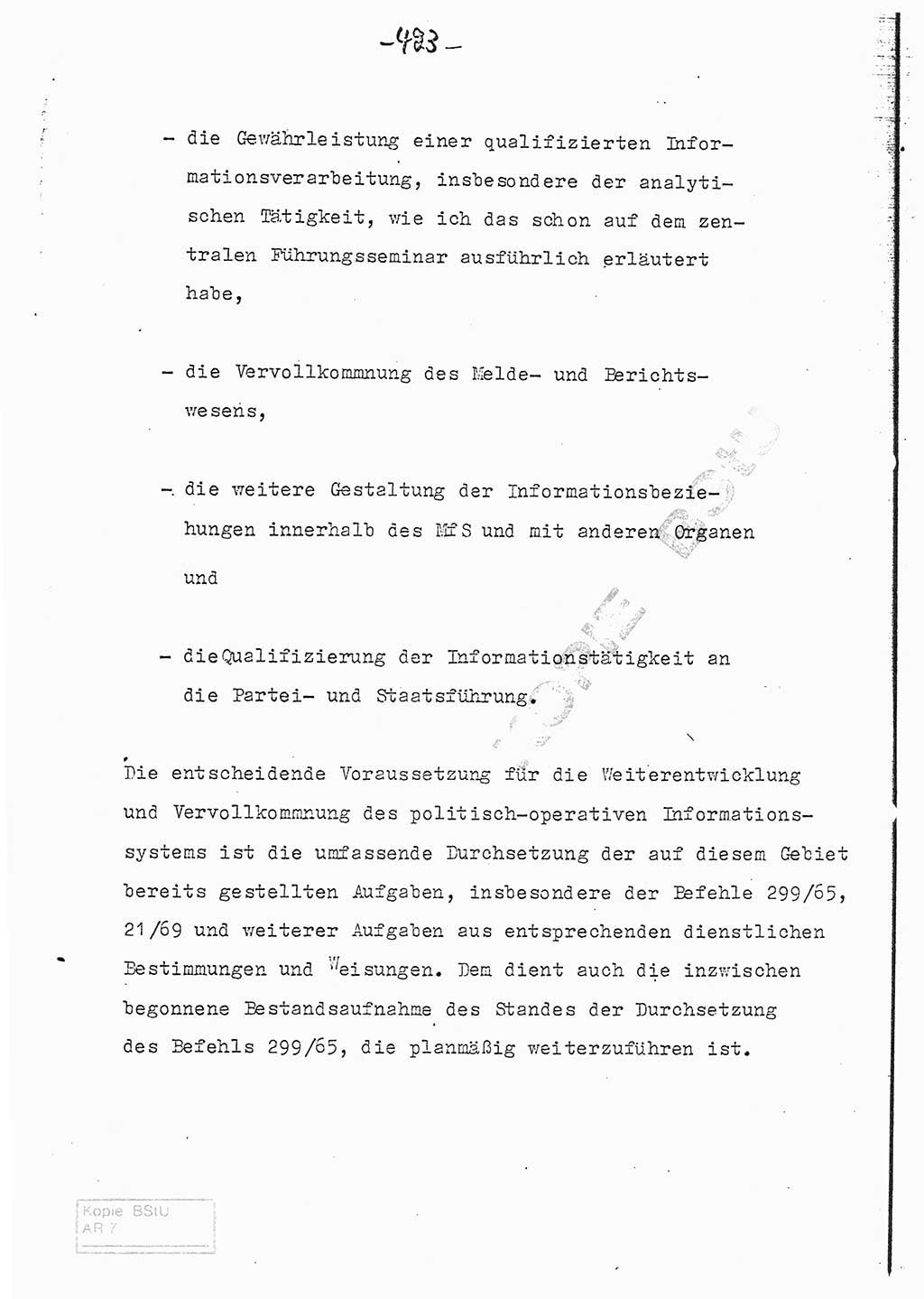 Referat (Entwurf) des Genossen Minister (Generaloberst Erich Mielke) auf der Dienstkonferenz 1972, Ministerium für Staatssicherheit (MfS) [Deutsche Demokratische Republik (DDR)], Der Minister, Geheime Verschlußsache (GVS) 008-150/72, Berlin 25.2.1972, Seite 423 (Ref. Entw. DK MfS DDR Min. GVS 008-150/72 1972, S. 423)