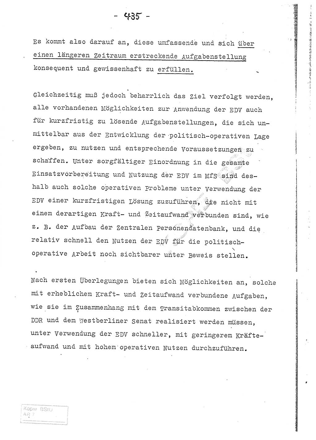 Referat (Entwurf) des Genossen Minister (Generaloberst Erich Mielke) auf der Dienstkonferenz 1972, Ministerium für Staatssicherheit (MfS) [Deutsche Demokratische Republik (DDR)], Der Minister, Geheime Verschlußsache (GVS) 008-150/72, Berlin 25.2.1972, Seite 435 (Ref. Entw. DK MfS DDR Min. GVS 008-150/72 1972, S. 435)