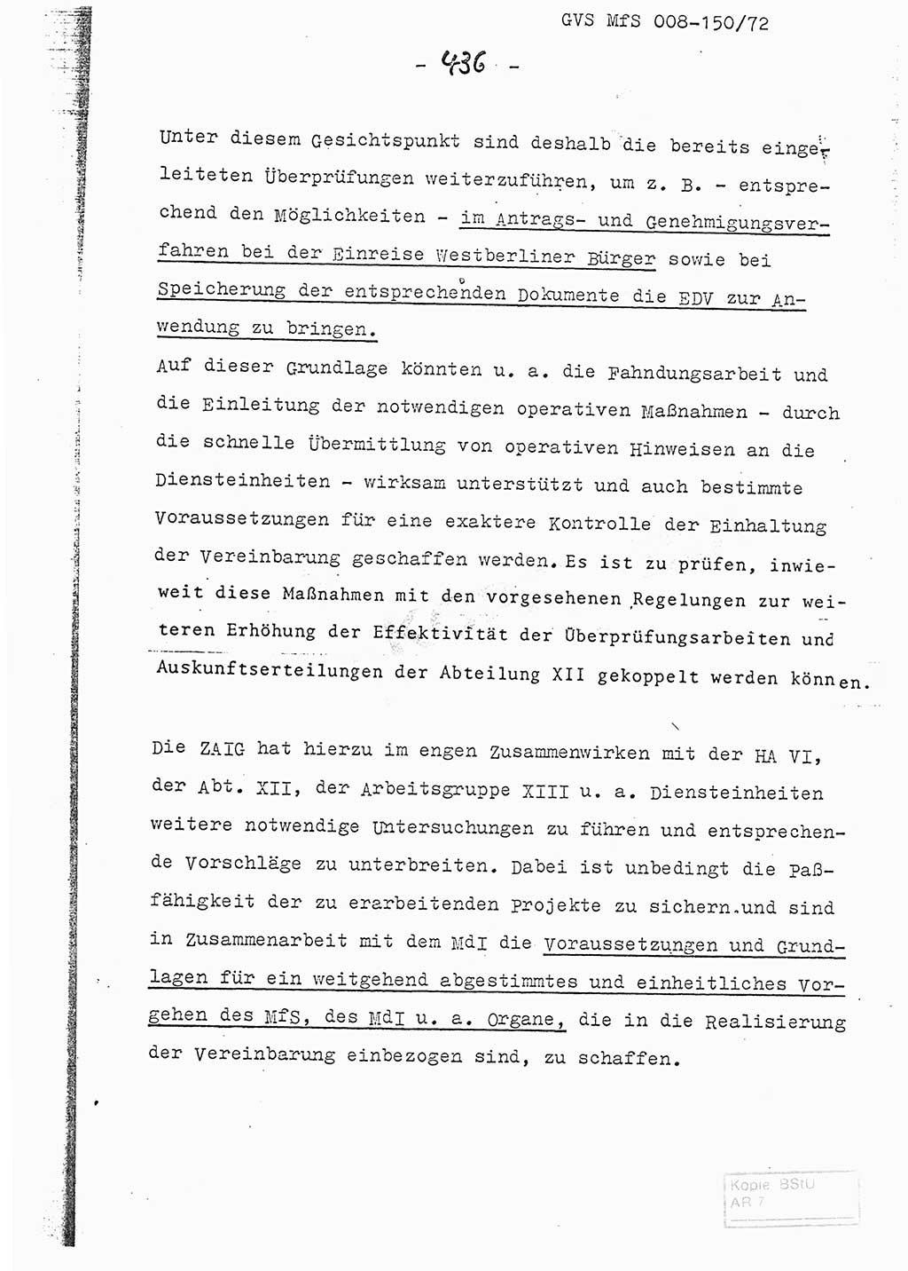 Referat (Entwurf) des Genossen Minister (Generaloberst Erich Mielke) auf der Dienstkonferenz 1972, Ministerium für Staatssicherheit (MfS) [Deutsche Demokratische Republik (DDR)], Der Minister, Geheime Verschlußsache (GVS) 008-150/72, Berlin 25.2.1972, Seite 436 (Ref. Entw. DK MfS DDR Min. GVS 008-150/72 1972, S. 436)
