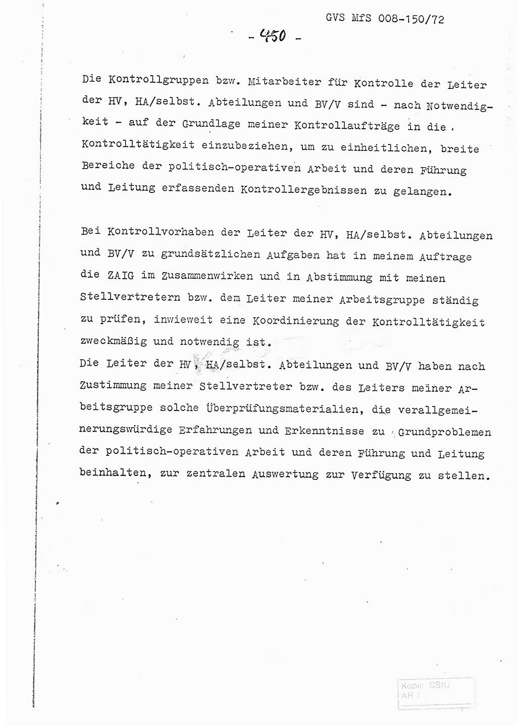 Referat (Entwurf) des Genossen Minister (Generaloberst Erich Mielke) auf der Dienstkonferenz 1972, Ministerium für Staatssicherheit (MfS) [Deutsche Demokratische Republik (DDR)], Der Minister, Geheime Verschlußsache (GVS) 008-150/72, Berlin 25.2.1972, Seite 450 (Ref. Entw. DK MfS DDR Min. GVS 008-150/72 1972, S. 450)