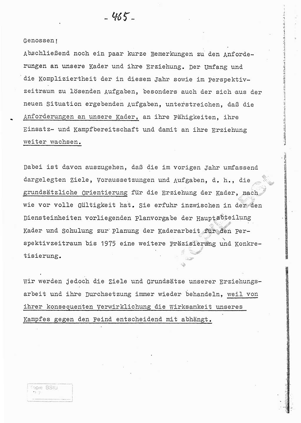 Referat (Entwurf) des Genossen Minister (Generaloberst Erich Mielke) auf der Dienstkonferenz 1972, Ministerium für Staatssicherheit (MfS) [Deutsche Demokratische Republik (DDR)], Der Minister, Geheime Verschlußsache (GVS) 008-150/72, Berlin 25.2.1972, Seite 465 (Ref. Entw. DK MfS DDR Min. GVS 008-150/72 1972, S. 465)