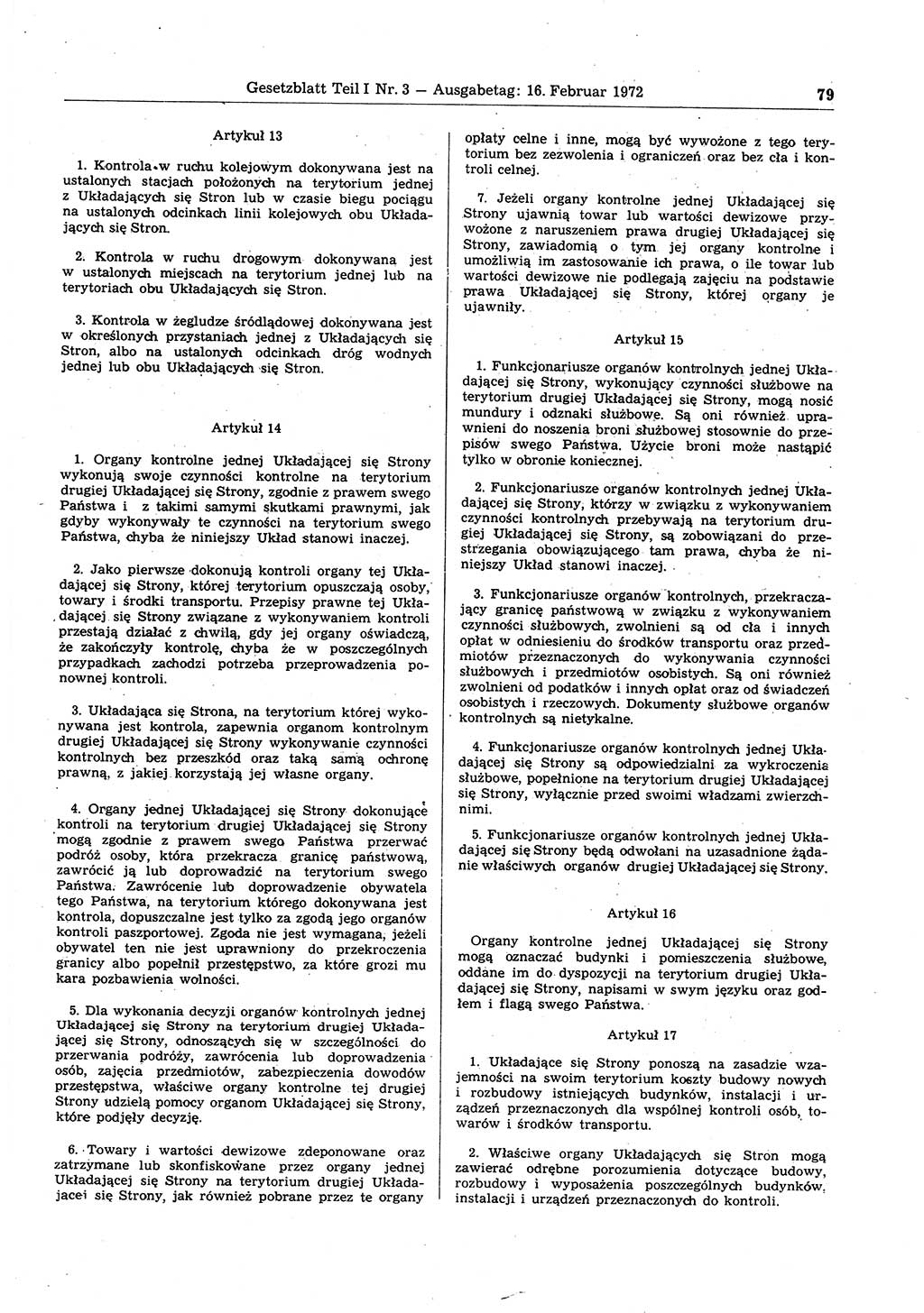 Gesetzblatt (GBl.) der Deutschen Demokratischen Republik (DDR) Teil Ⅰ 1972, Seite 79 (GBl. DDR Ⅰ 1972, S. 79)