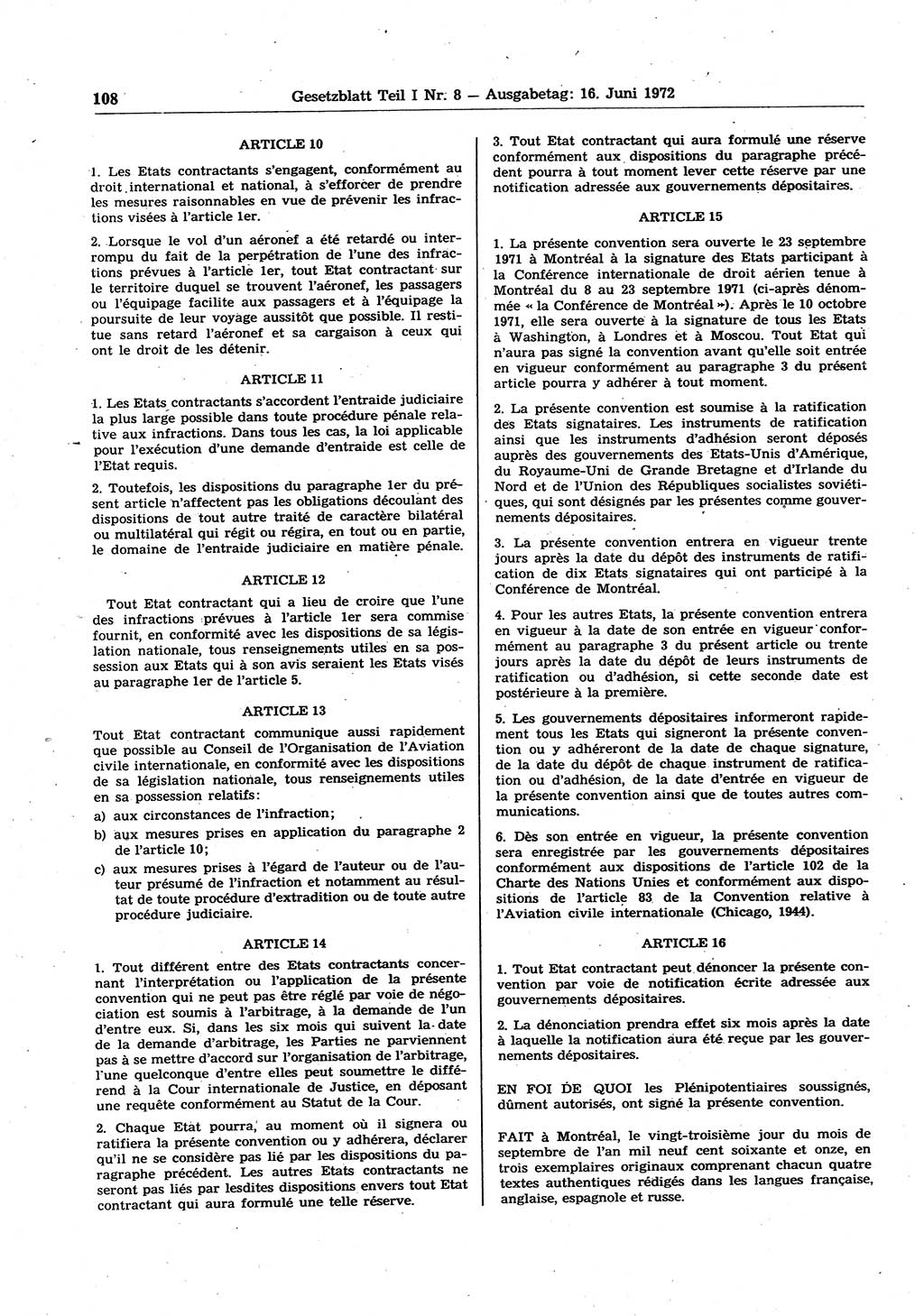 Gesetzblatt (GBl.) der Deutschen Demokratischen Republik (DDR) Teil Ⅰ 1972, Seite 108 (GBl. DDR Ⅰ 1972, S. 108)