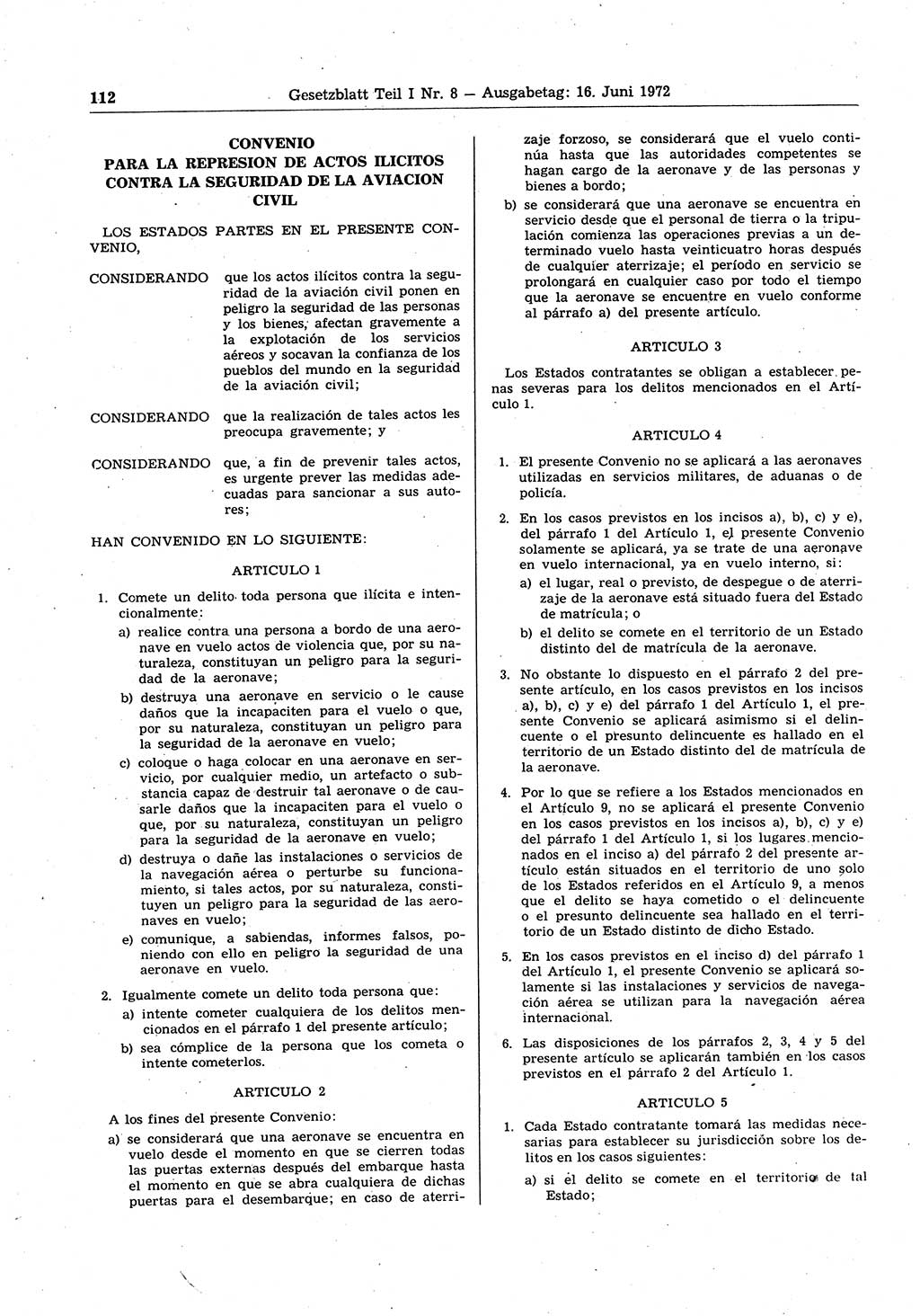 Gesetzblatt (GBl.) der Deutschen Demokratischen Republik (DDR) Teil Ⅰ 1972, Seite 112 (GBl. DDR Ⅰ 1972, S. 112)