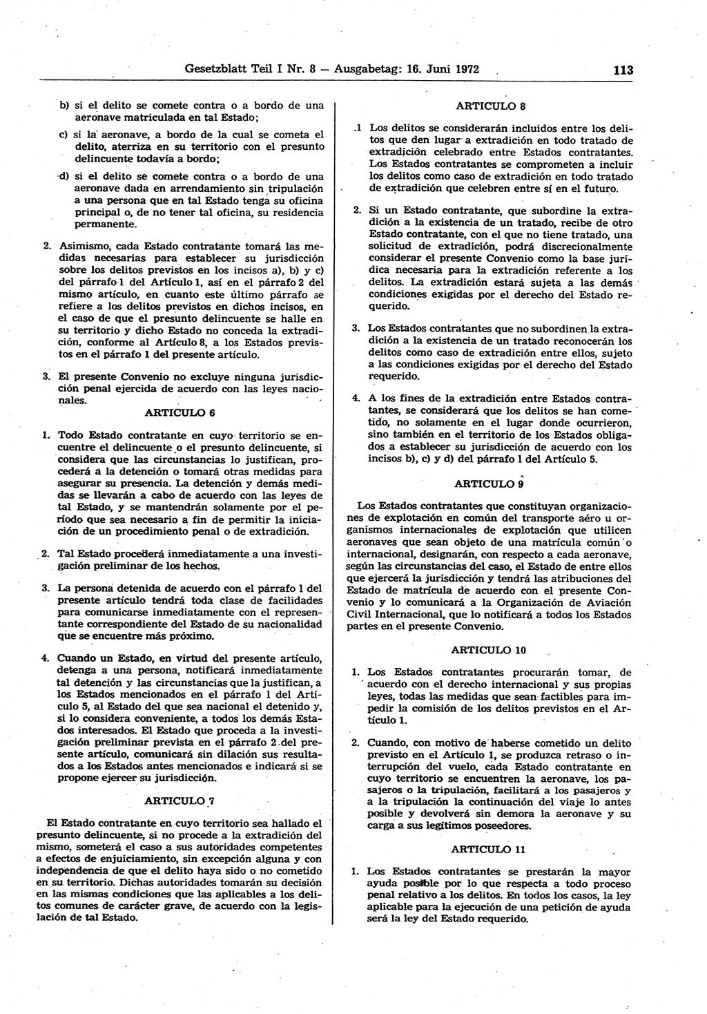 Gesetzblatt (GBl.) der Deutschen Demokratischen Republik (DDR) Teil Ⅰ 1972, Seite 113 (GBl. DDR Ⅰ 1972, S. 113)