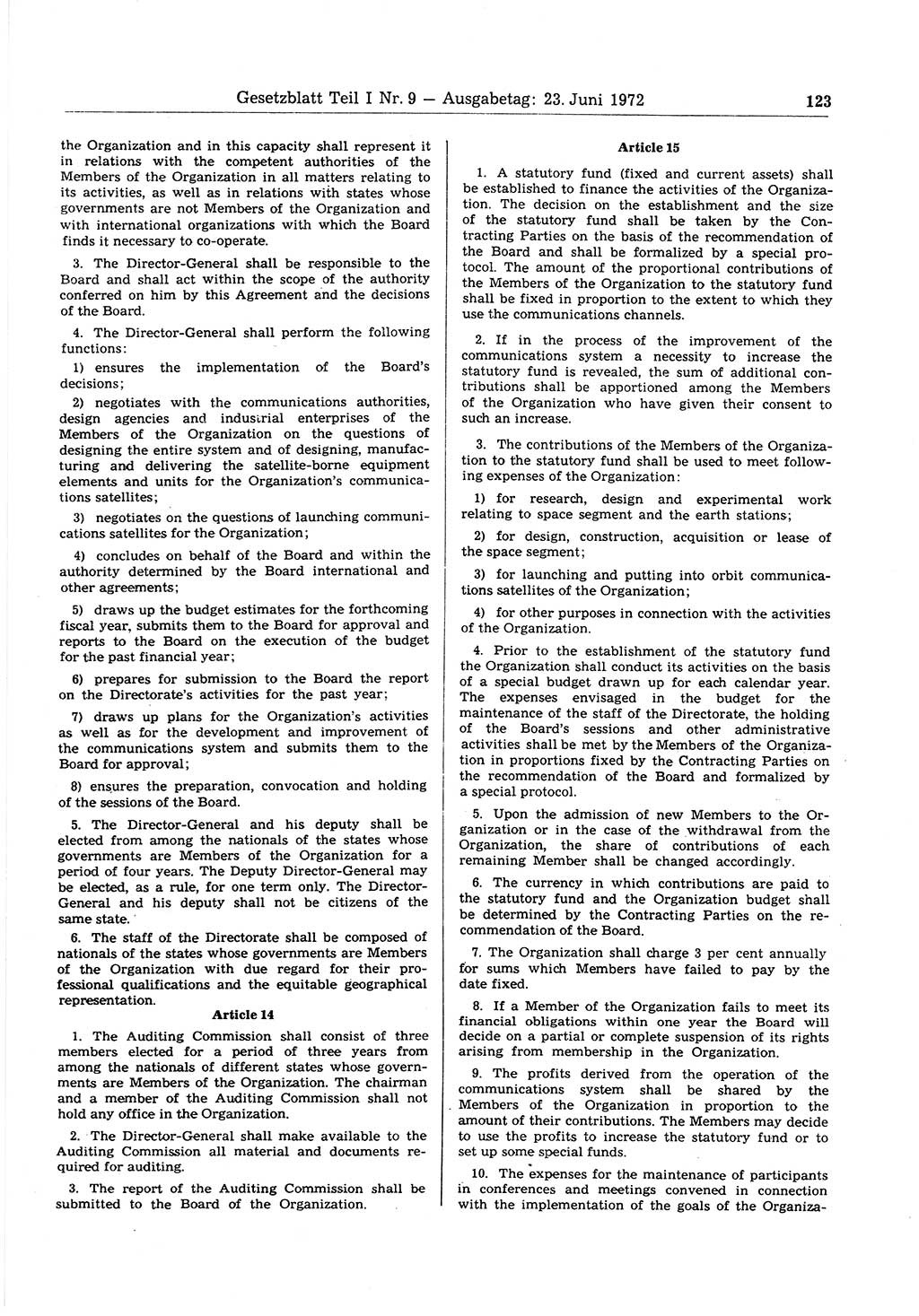 Gesetzblatt (GBl.) der Deutschen Demokratischen Republik (DDR) Teil Ⅰ 1972, Seite 123 (GBl. DDR Ⅰ 1972, S. 123)