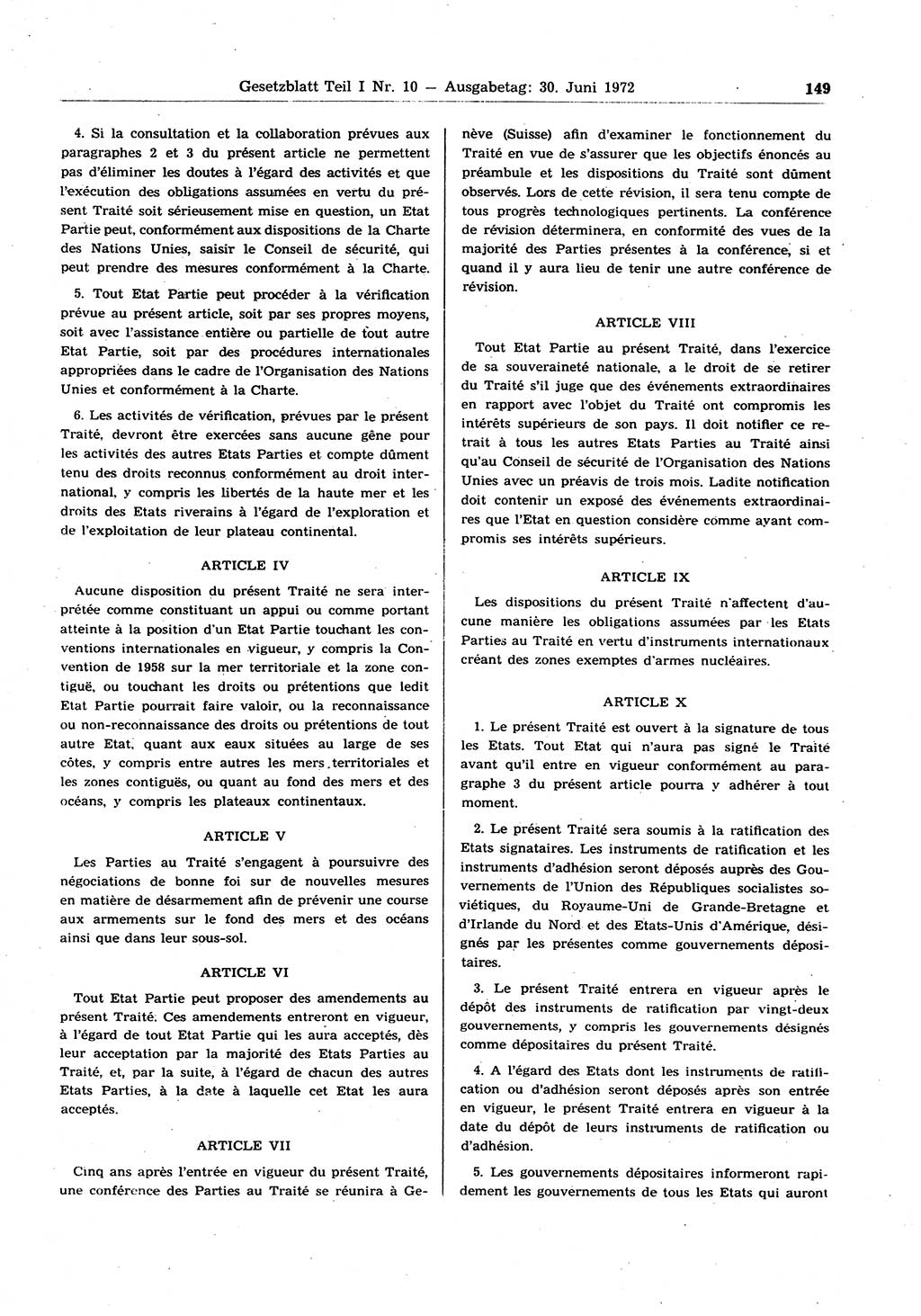 Gesetzblatt (GBl.) der Deutschen Demokratischen Republik (DDR) Teil Ⅰ 1972, Seite 149 (GBl. DDR Ⅰ 1972, S. 149)