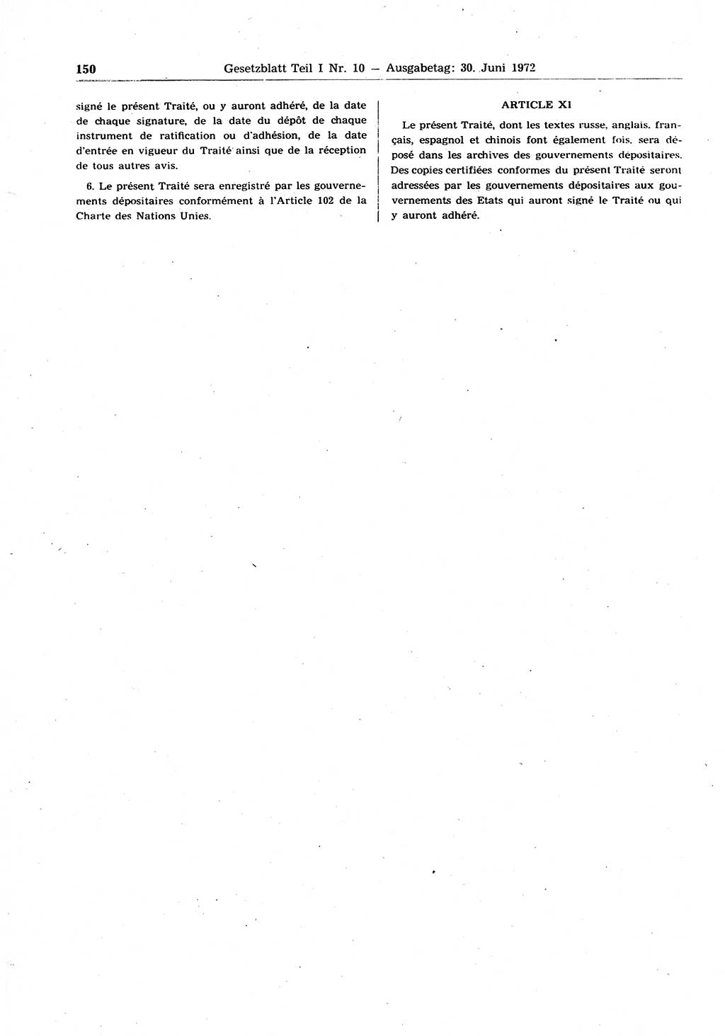 Gesetzblatt (GBl.) der Deutschen Demokratischen Republik (DDR) Teil Ⅰ 1972, Seite 150 (GBl. DDR Ⅰ 1972, S. 150)