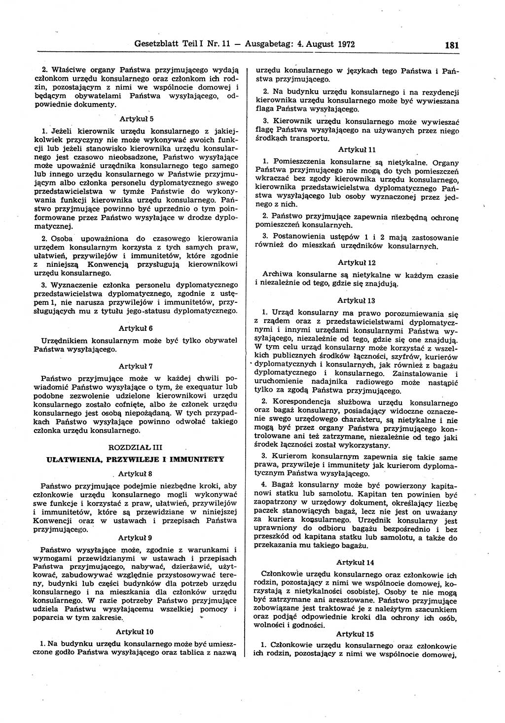 Gesetzblatt (GBl.) der Deutschen Demokratischen Republik (DDR) Teil Ⅰ 1972, Seite 181 (GBl. DDR Ⅰ 1972, S. 181)