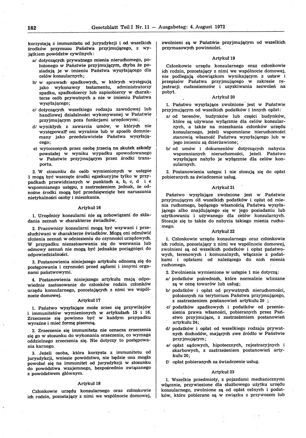 Gesetzblatt (GBl.) der Deutschen Demokratischen Republik (DDR) Teil Ⅰ 1972, Seite 182 (GBl. DDR Ⅰ 1972, S. 182)