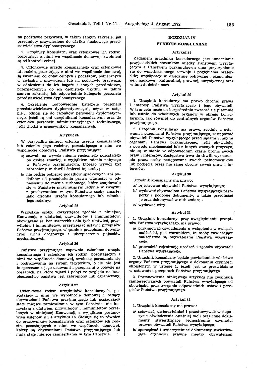 Gesetzblatt (GBl.) der Deutschen Demokratischen Republik (DDR) Teil Ⅰ 1972, Seite 183 (GBl. DDR Ⅰ 1972, S. 183)