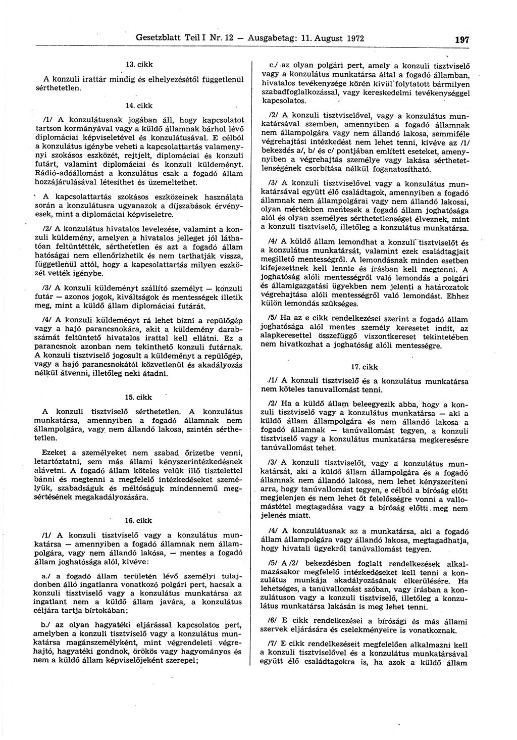 Gesetzblatt (GBl.) der Deutschen Demokratischen Republik (DDR) Teil Ⅰ 1972, Seite 197 (GBl. DDR Ⅰ 1972, S. 197)