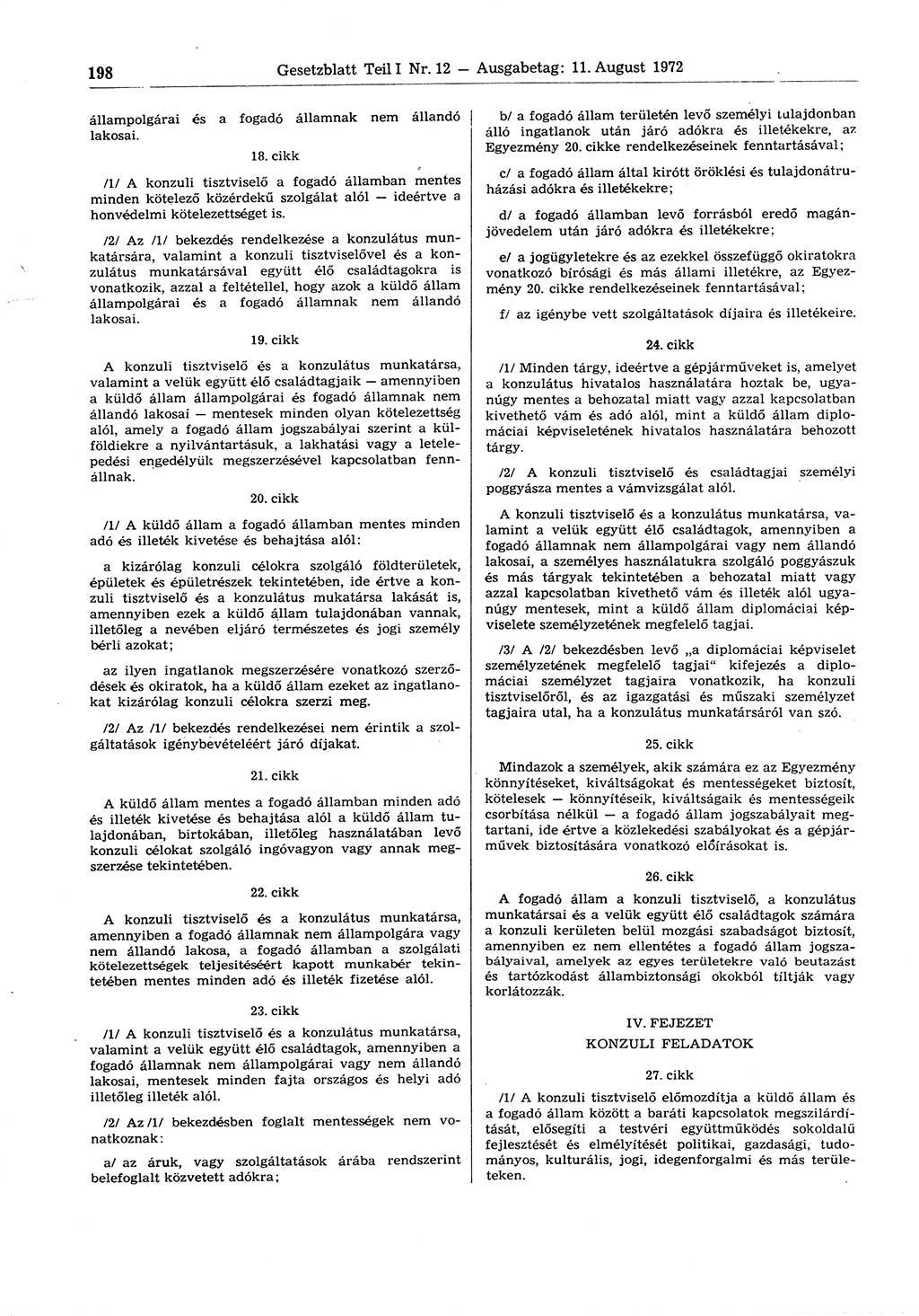 Gesetzblatt (GBl.) der Deutschen Demokratischen Republik (DDR) Teil Ⅰ 1972, Seite 198 (GBl. DDR Ⅰ 1972, S. 198)