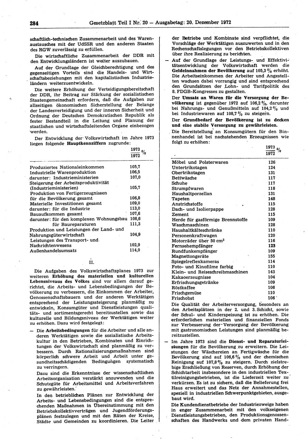 Gesetzblatt (GBl.) der Deutschen Demokratischen Republik (DDR) Teil Ⅰ 1972, Seite 284 (GBl. DDR Ⅰ 1972, S. 284)