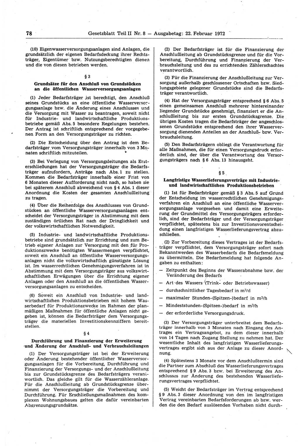 Gesetzblatt (GBl.) der Deutschen Demokratischen Republik (DDR) Teil ⅠⅠ 1972, Seite 78 (GBl. DDR ⅠⅠ 1972, S. 78)