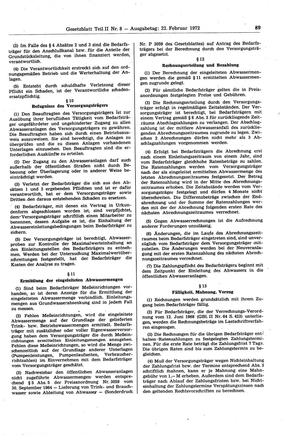 Gesetzblatt (GBl.) der Deutschen Demokratischen Republik (DDR) Teil ⅠⅠ 1972, Seite 89 (GBl. DDR ⅠⅠ 1972, S. 89)