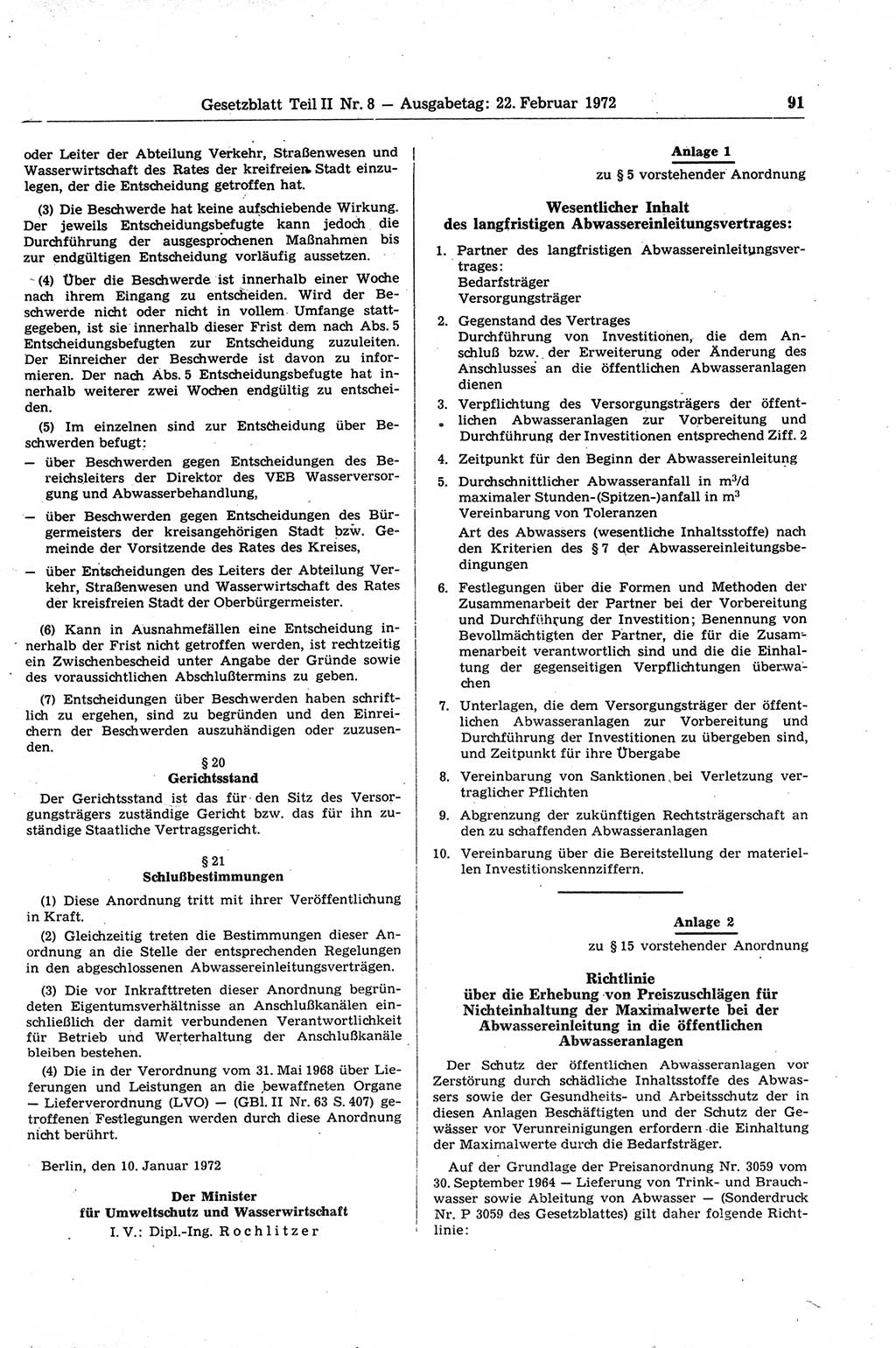 Gesetzblatt (GBl.) der Deutschen Demokratischen Republik (DDR) Teil ⅠⅠ 1972, Seite 91 (GBl. DDR ⅠⅠ 1972, S. 91)