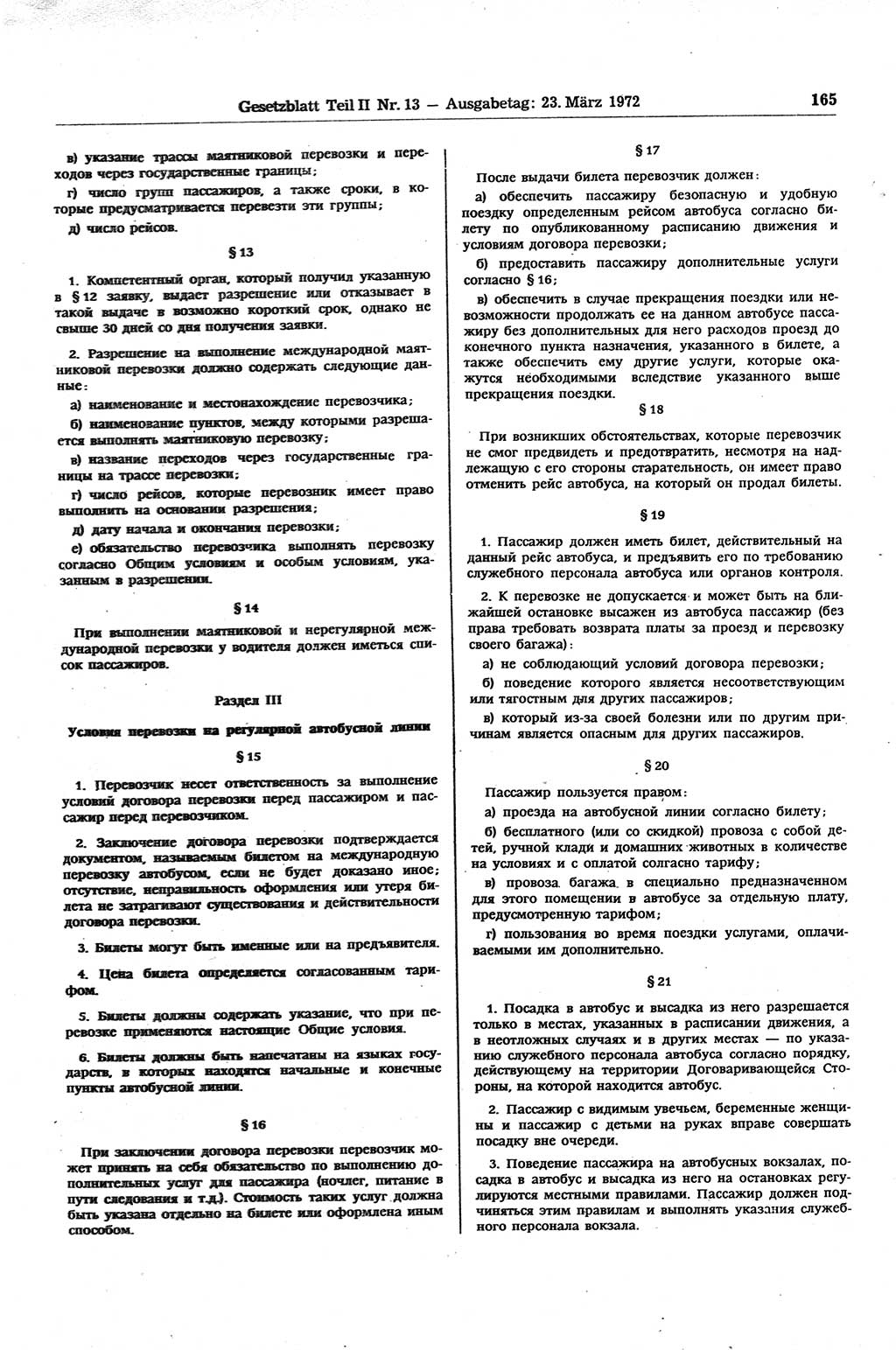 Gesetzblatt (GBl.) der Deutschen Demokratischen Republik (DDR) Teil ⅠⅠ 1972, Seite 165 (GBl. DDR ⅠⅠ 1972, S. 165)