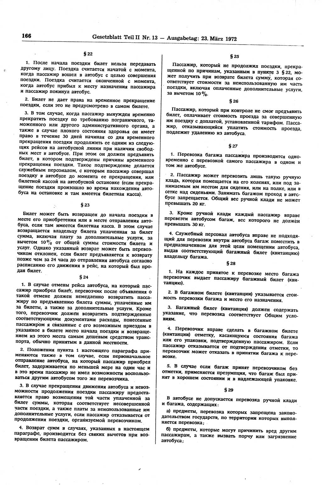 Gesetzblatt (GBl.) der Deutschen Demokratischen Republik (DDR) Teil ⅠⅠ 1972, Seite 166 (GBl. DDR ⅠⅠ 1972, S. 166)
