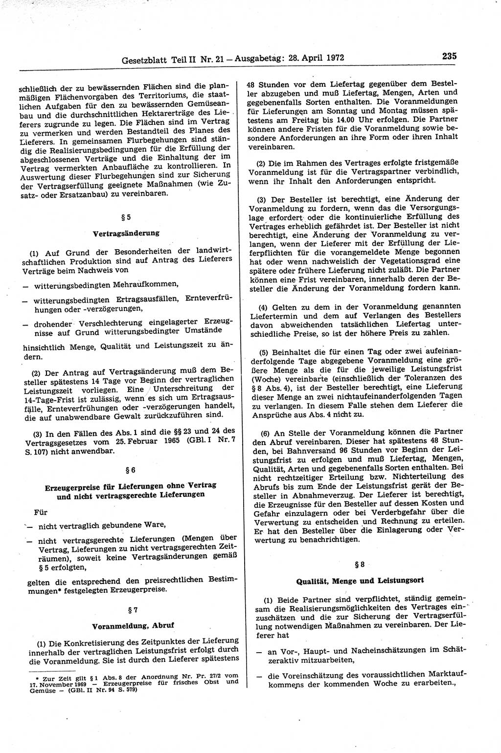 Gesetzblatt (GBl.) der Deutschen Demokratischen Republik (DDR) Teil ⅠⅠ 1972, Seite 235 (GBl. DDR ⅠⅠ 1972, S. 235)
