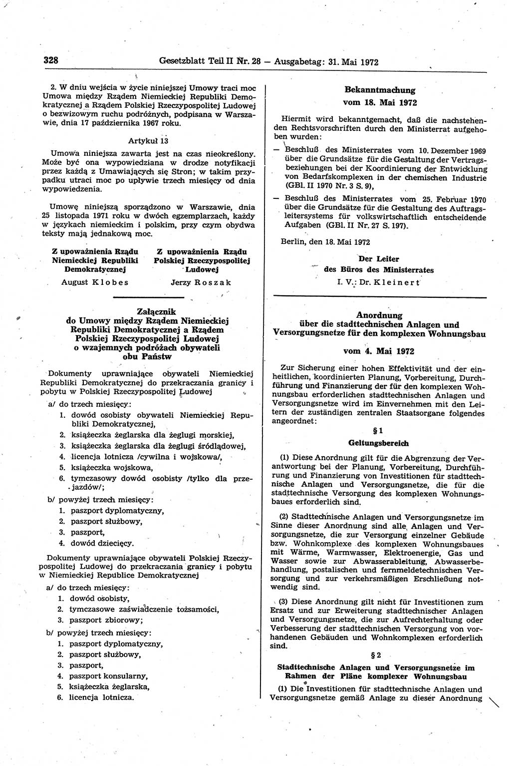 Gesetzblatt (GBl.) der Deutschen Demokratischen Republik (DDR) Teil ⅠⅠ 1972, Seite 328 (GBl. DDR ⅠⅠ 1972, S. 328)