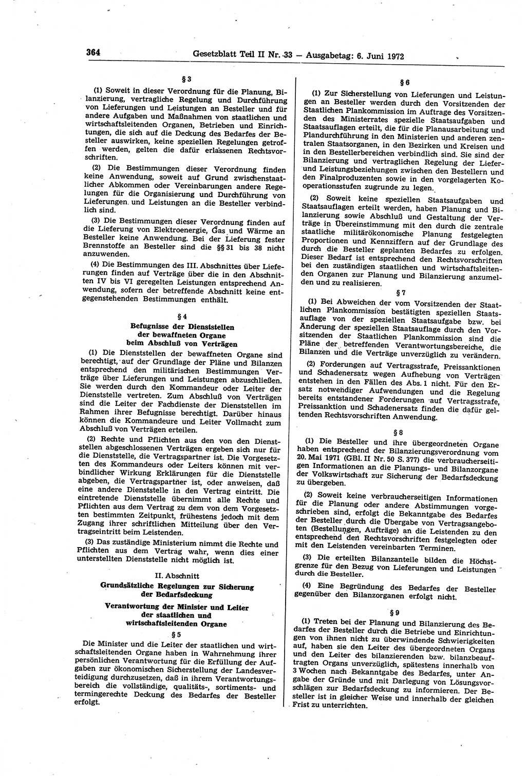 Gesetzblatt (GBl.) der Deutschen Demokratischen Republik (DDR) Teil ⅠⅠ 1972, Seite 364 (GBl. DDR ⅠⅠ 1972, S. 364)