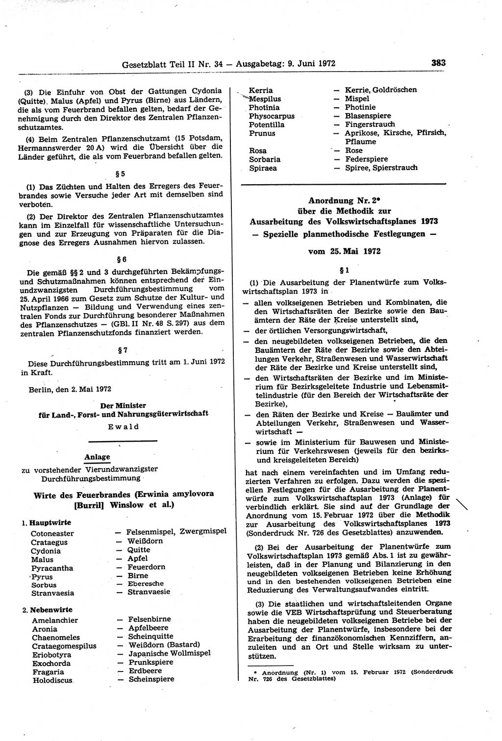 Gesetzblatt (GBl.) der Deutschen Demokratischen Republik (DDR) Teil ⅠⅠ 1972, Seite 383 (GBl. DDR ⅠⅠ 1972, S. 383)