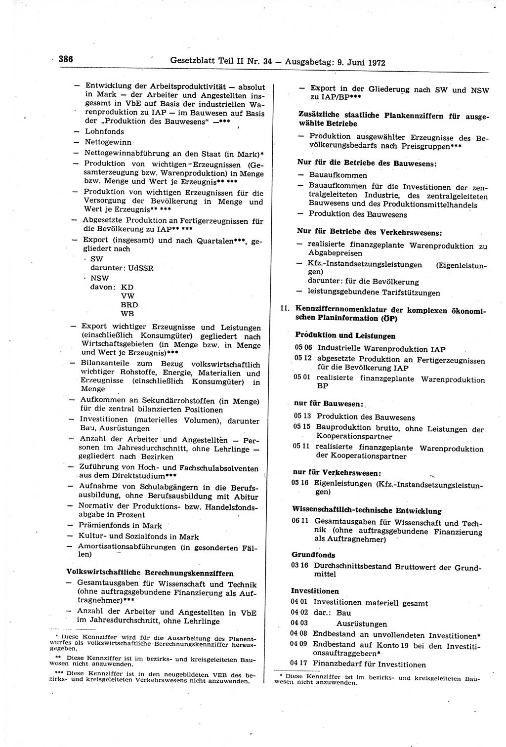 Gesetzblatt (GBl.) der Deutschen Demokratischen Republik (DDR) Teil ⅠⅠ 1972, Seite 386 (GBl. DDR ⅠⅠ 1972, S. 386)