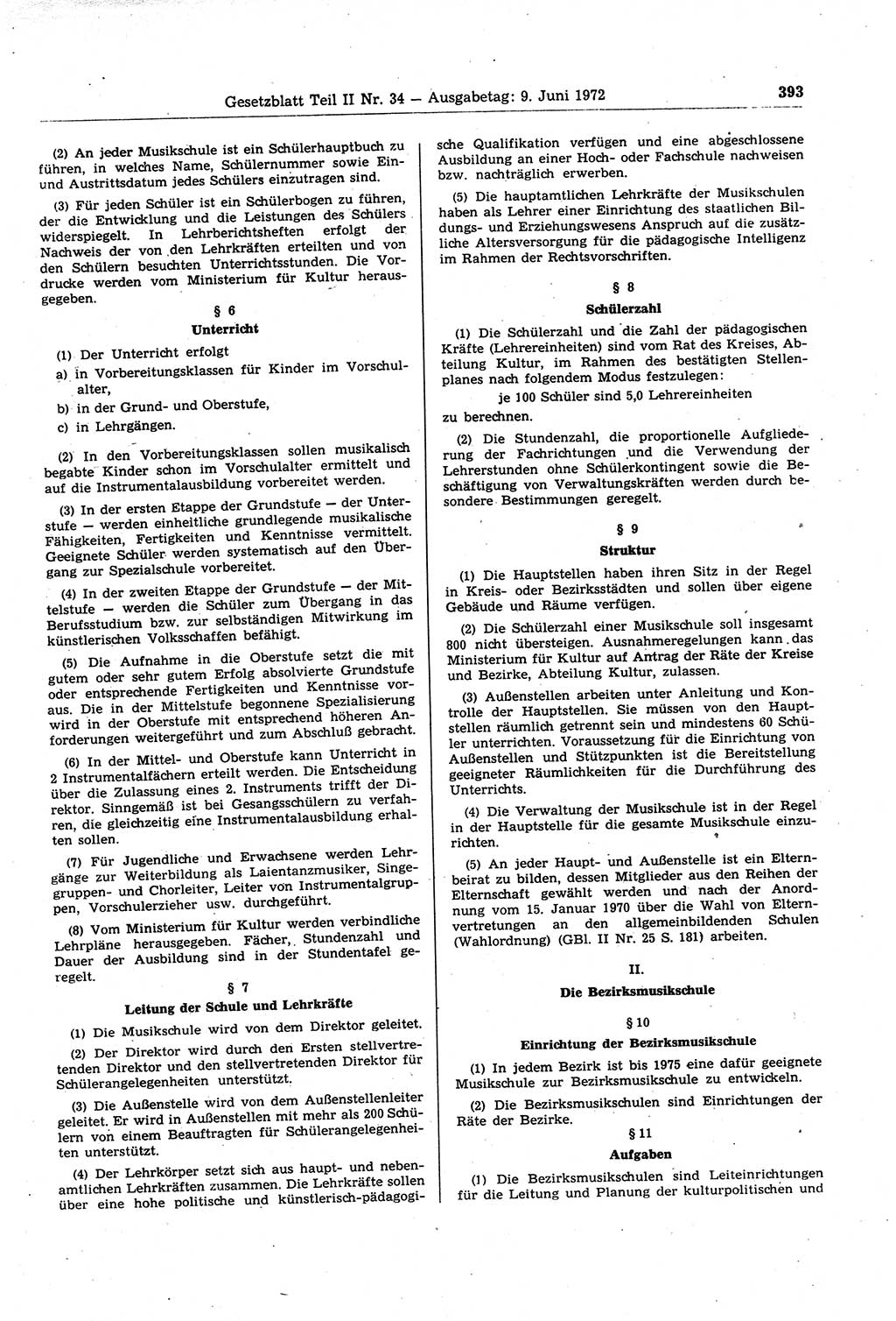 Gesetzblatt (GBl.) der Deutschen Demokratischen Republik (DDR) Teil ⅠⅠ 1972, Seite 393 (GBl. DDR ⅠⅠ 1972, S. 393)