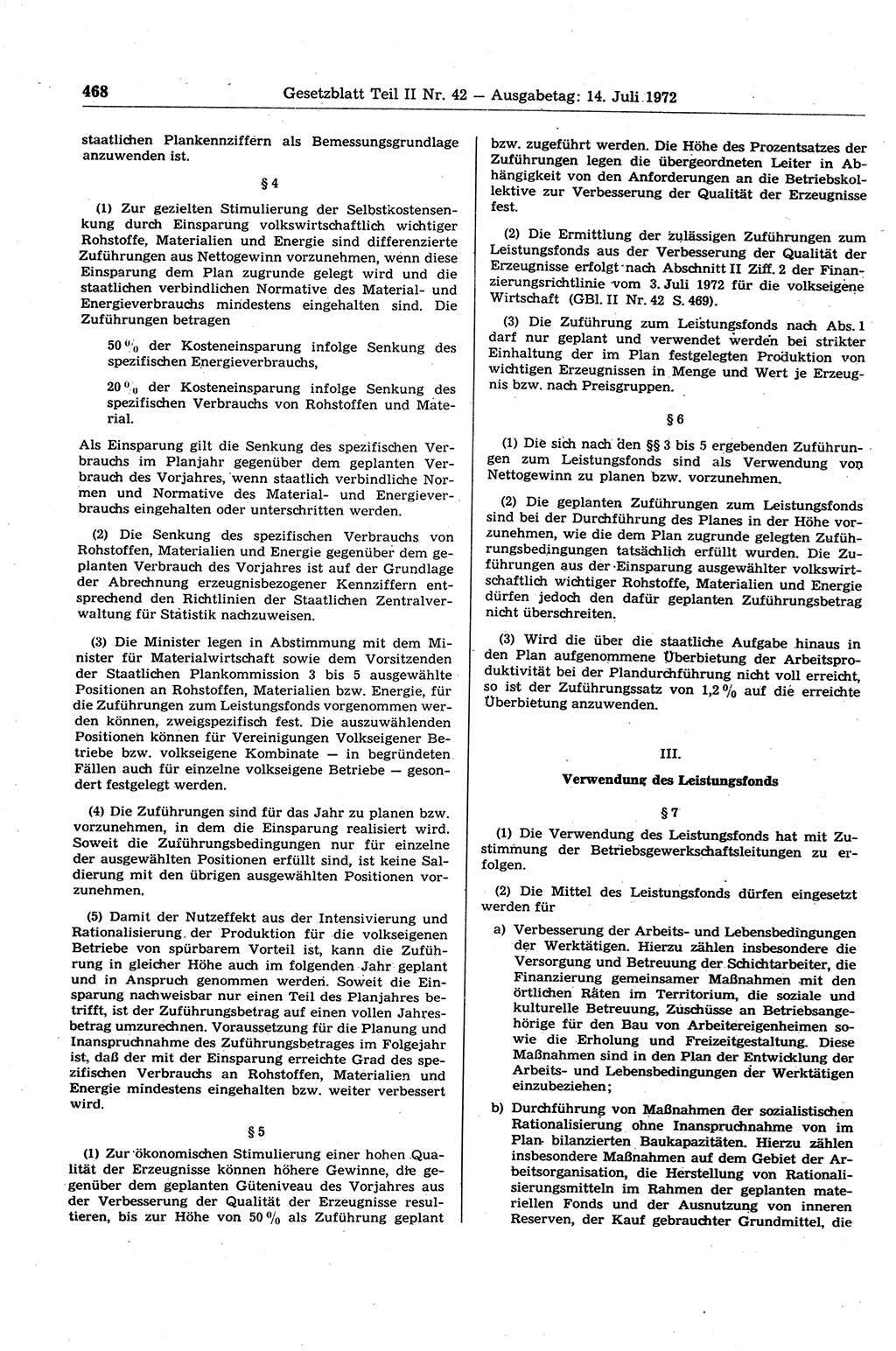 Gesetzblatt (GBl.) der Deutschen Demokratischen Republik (DDR) Teil ⅠⅠ 1972, Seite 468 (GBl. DDR ⅠⅠ 1972, S. 468)