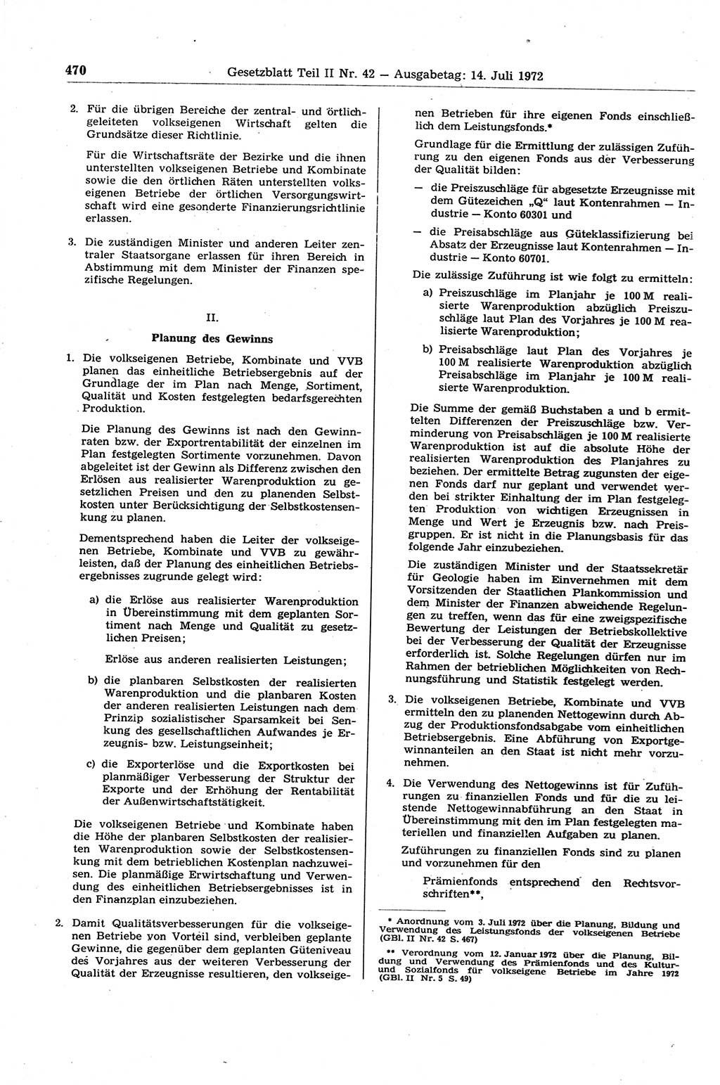 Gesetzblatt (GBl.) der Deutschen Demokratischen Republik (DDR) Teil ⅠⅠ 1972, Seite 470 (GBl. DDR ⅠⅠ 1972, S. 470)