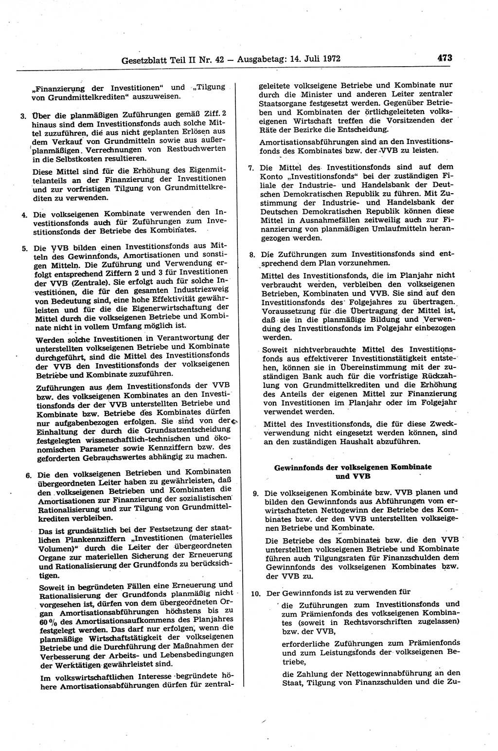 Gesetzblatt (GBl.) der Deutschen Demokratischen Republik (DDR) Teil ⅠⅠ 1972, Seite 473 (GBl. DDR ⅠⅠ 1972, S. 473)