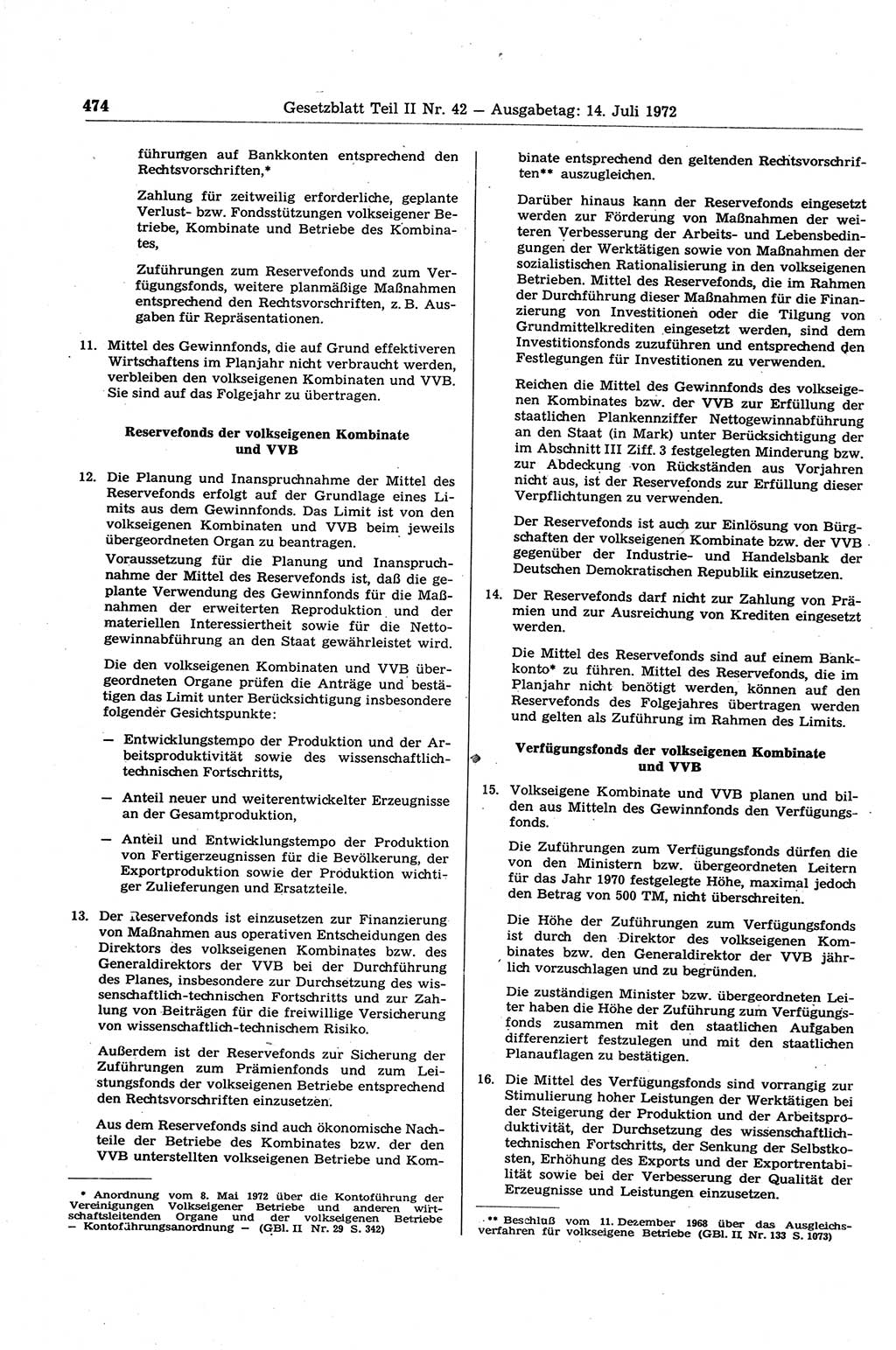 Gesetzblatt (GBl.) der Deutschen Demokratischen Republik (DDR) Teil ⅠⅠ 1972, Seite 474 (GBl. DDR ⅠⅠ 1972, S. 474)