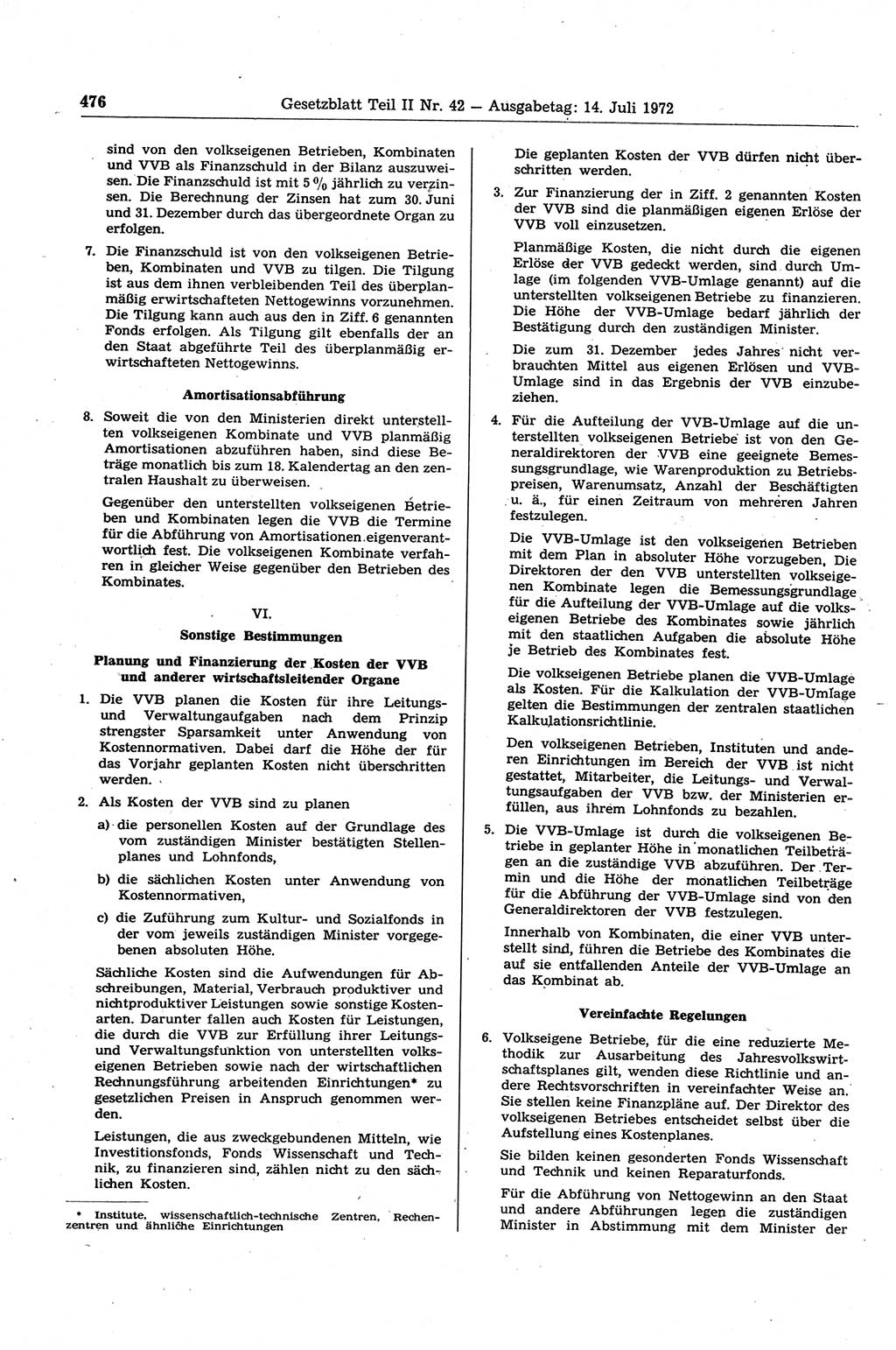 Gesetzblatt (GBl.) der Deutschen Demokratischen Republik (DDR) Teil ⅠⅠ 1972, Seite 476 (GBl. DDR ⅠⅠ 1972, S. 476)