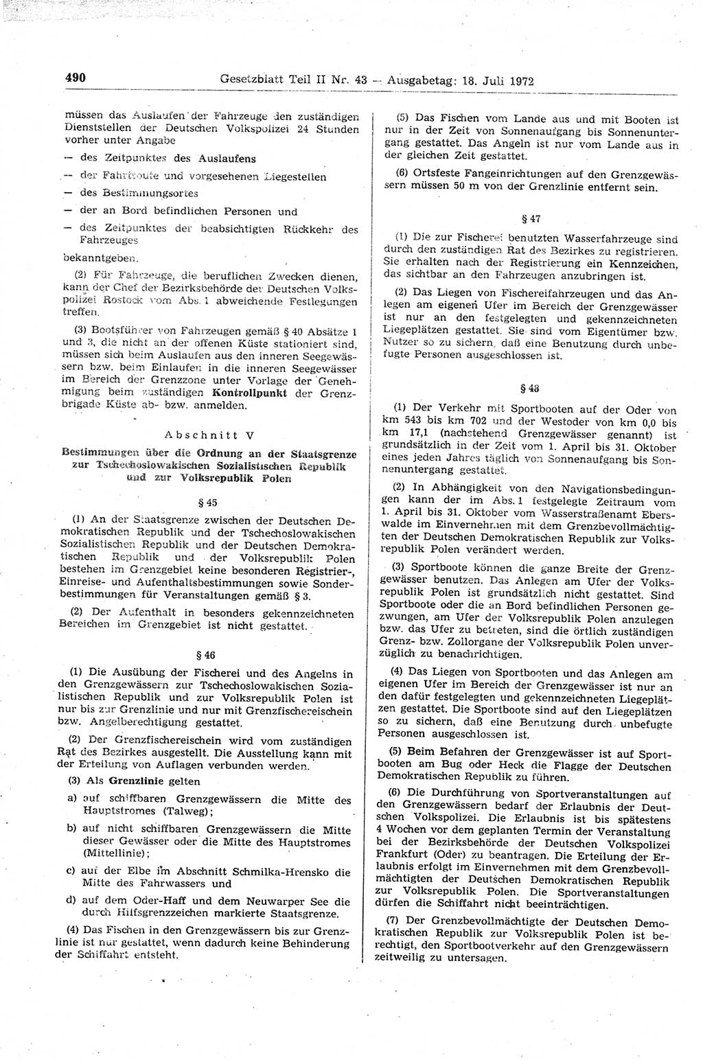 Gesetzblatt (GBl.) der Deutschen Demokratischen Republik (DDR) Teil ⅠⅠ 1972, Seite 490 (GBl. DDR ⅠⅠ 1972, S. 490)