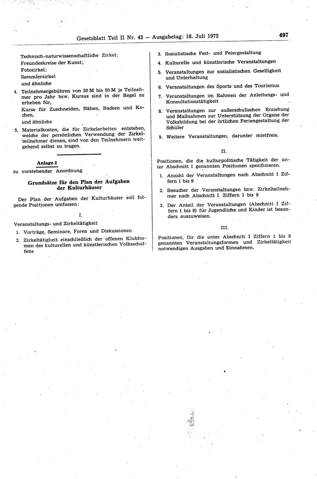 Gesetzblatt (GBl.) der Deutschen Demokratischen Republik (DDR) Teil ⅠⅠ 1972, Seite 497 (GBl. DDR ⅠⅠ 1972, S. 497)